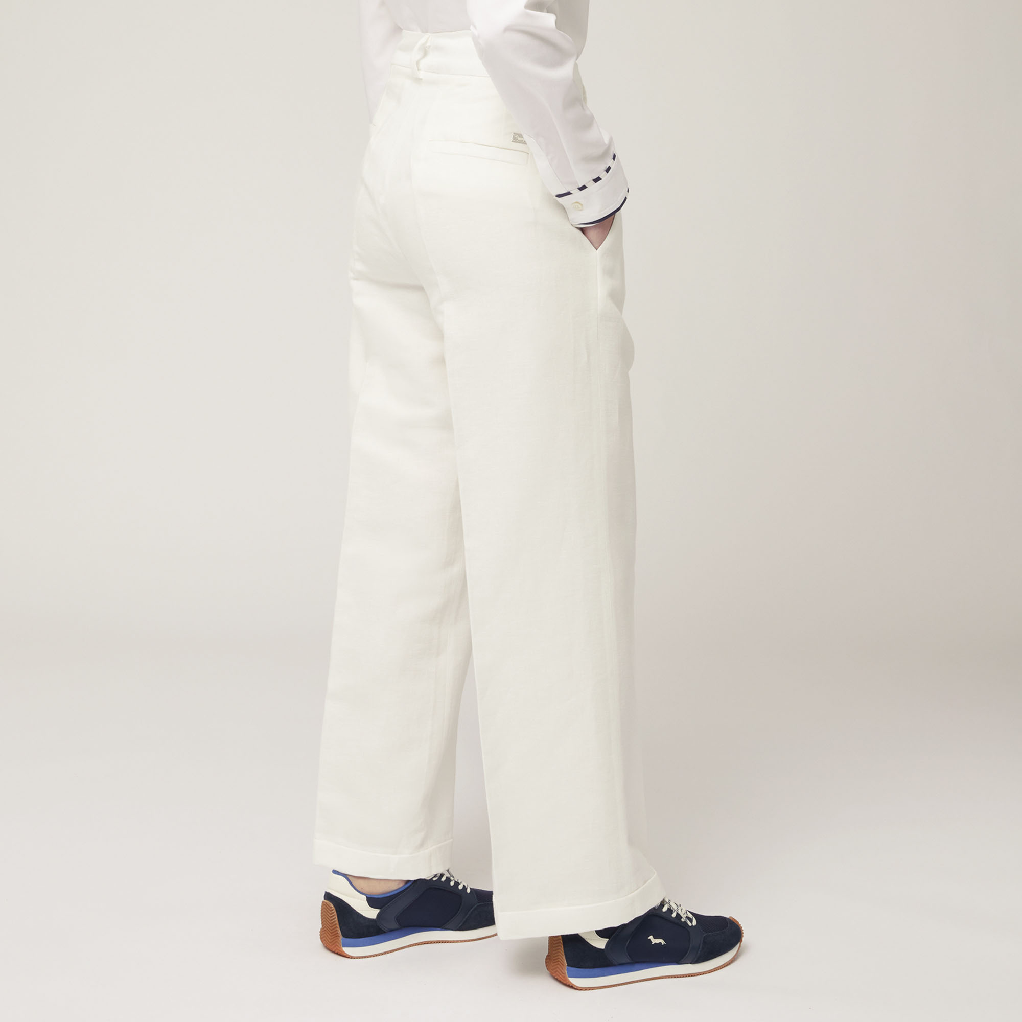 Pantaloni Con Piega, Bianco, large image number 1