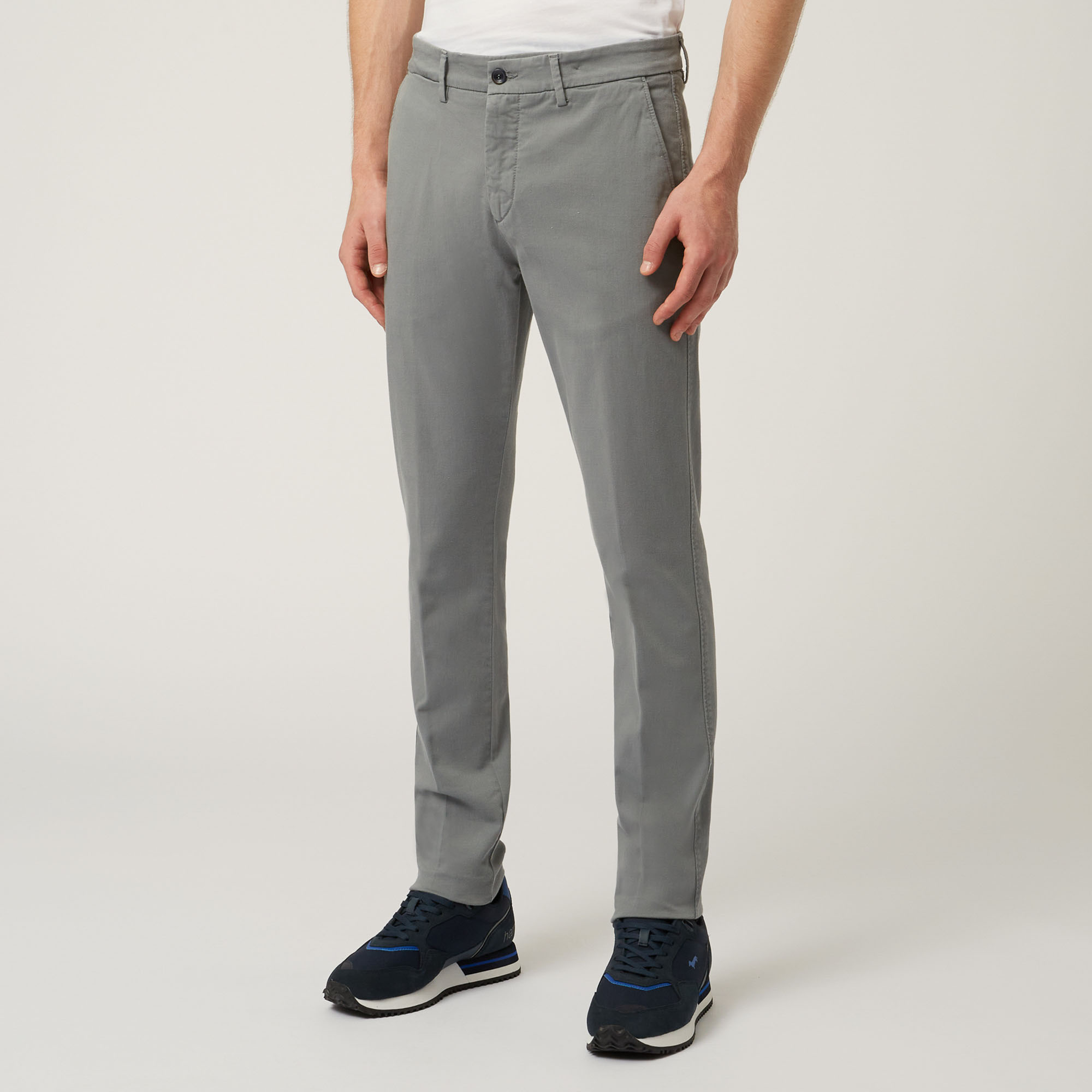 Pantalone Essentials in cotone stretch, Grigio, large image number 0