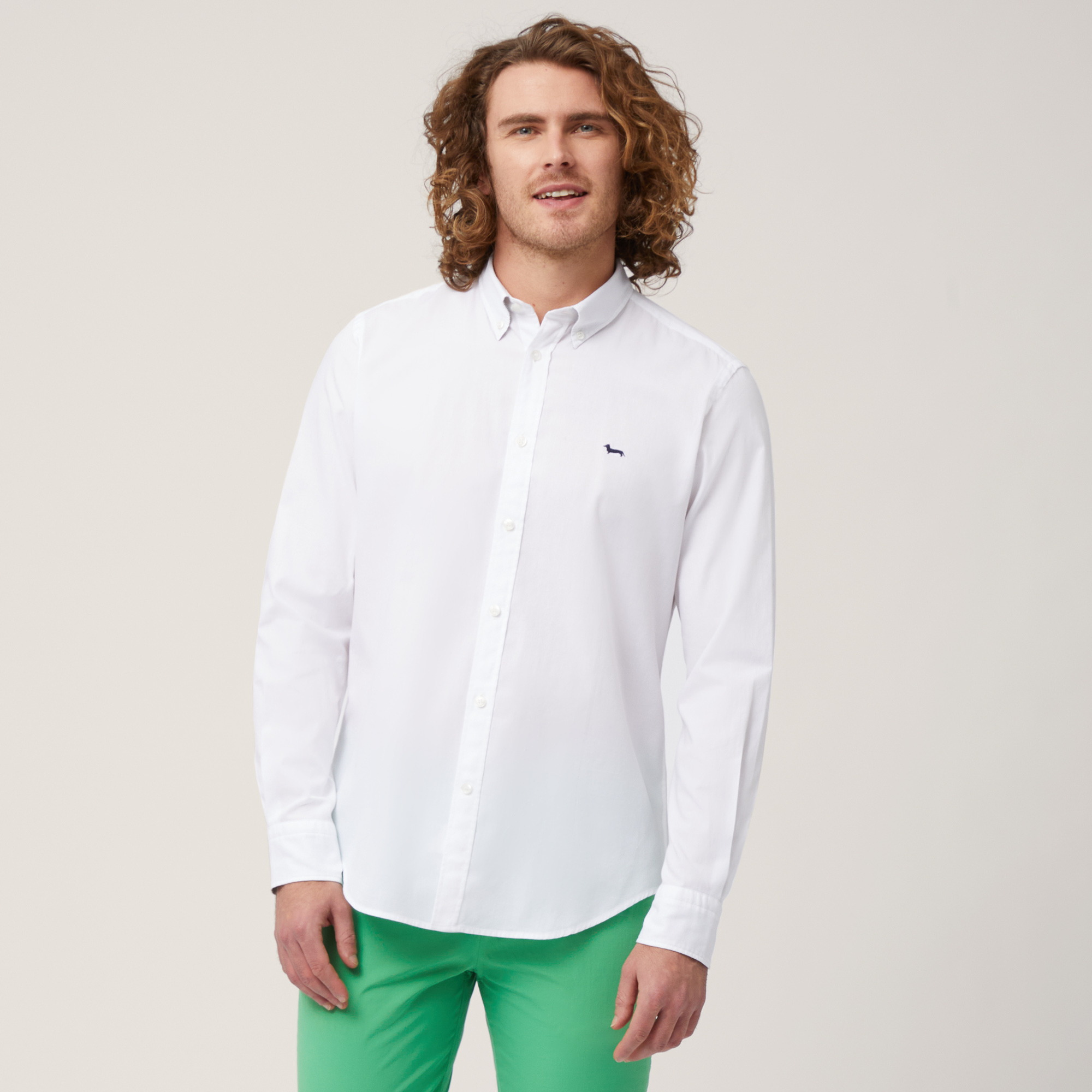 Camicia In Cotone Con Interni A Contrasto, Bianco, large image number 0