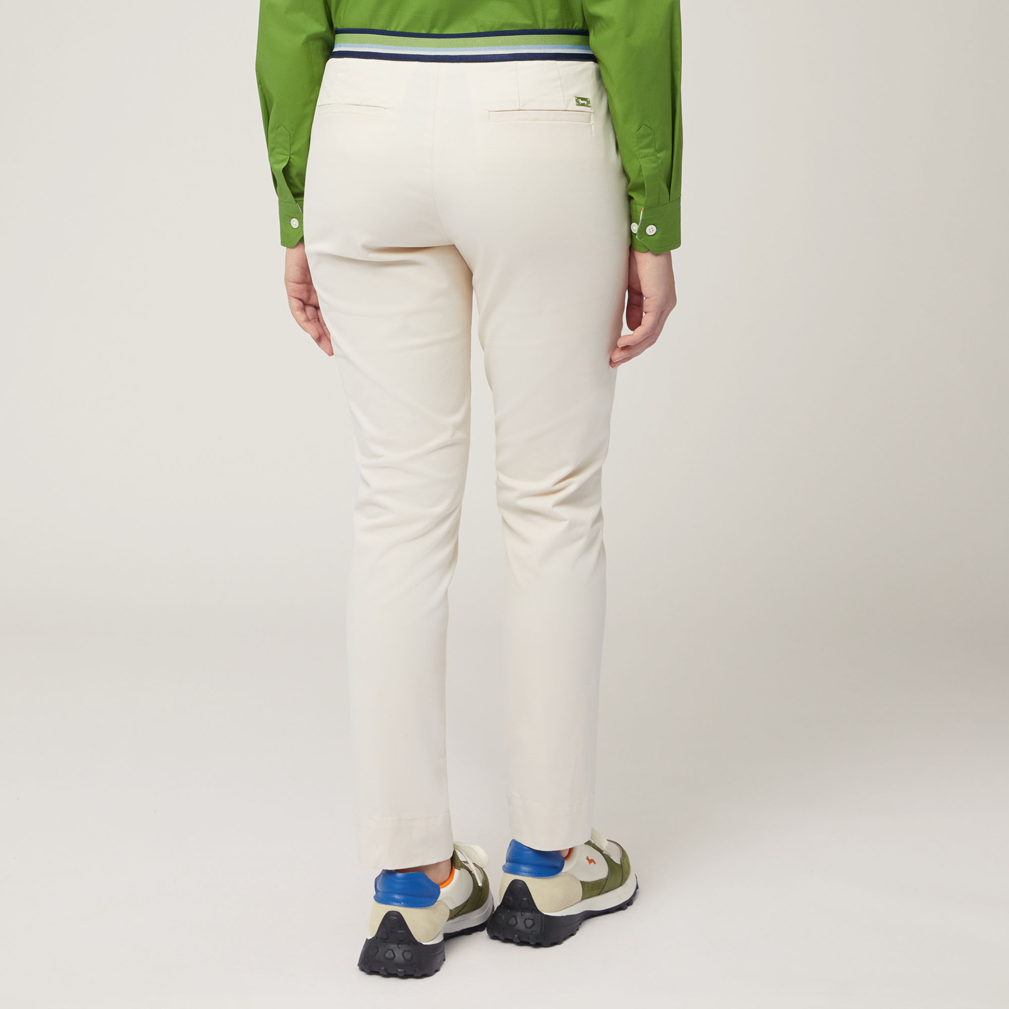 Pantaloni Con Elastico Rigato, Beige, large image number 1