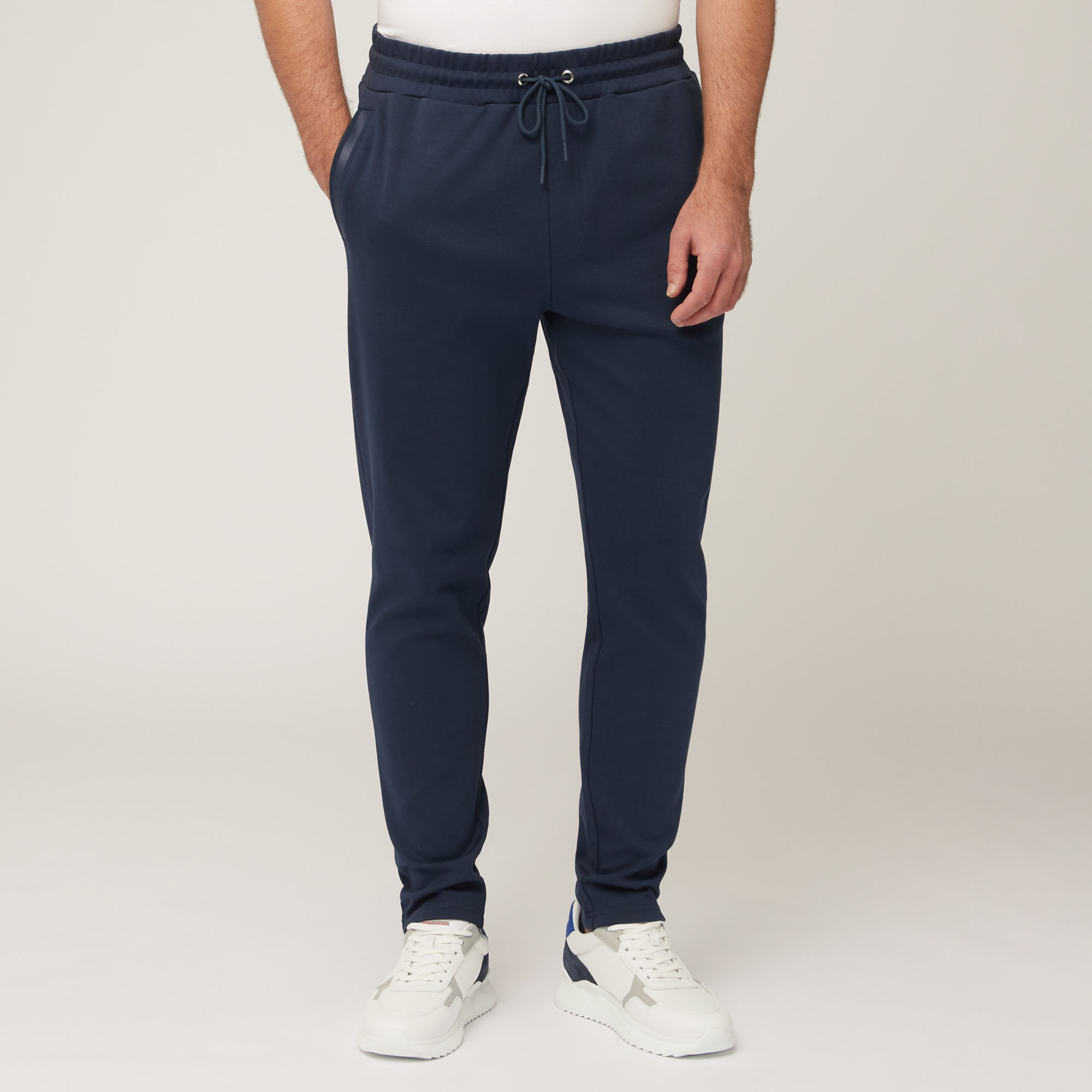 Pantaloni In Cotone Con Tasca Posteriore, Blu Navy, large image number 0