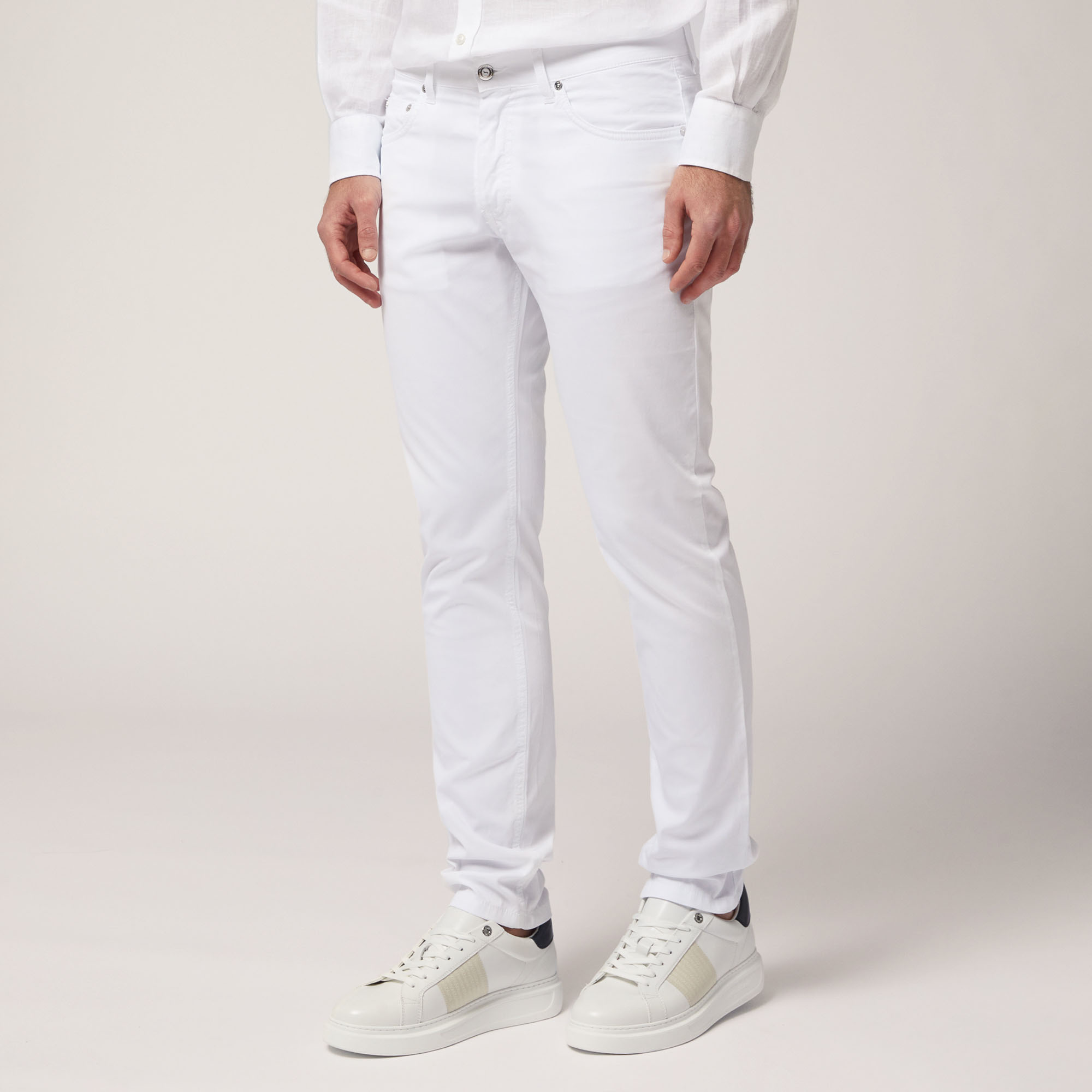 Pantaloni Cinque Tasche Narrow, Bianco, large image number 0