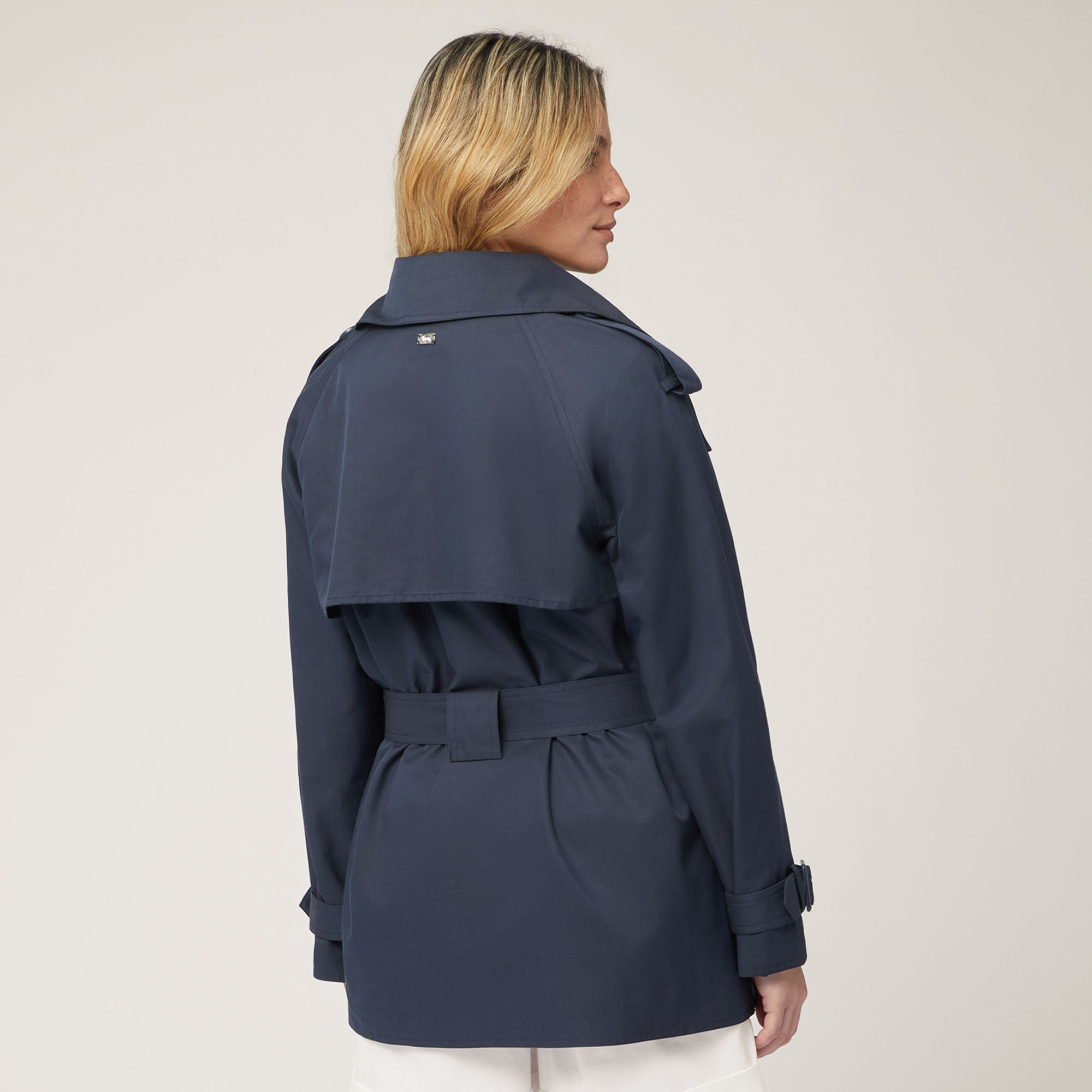 Trench In Misto Cotone, Blu Navy, large image number 1
