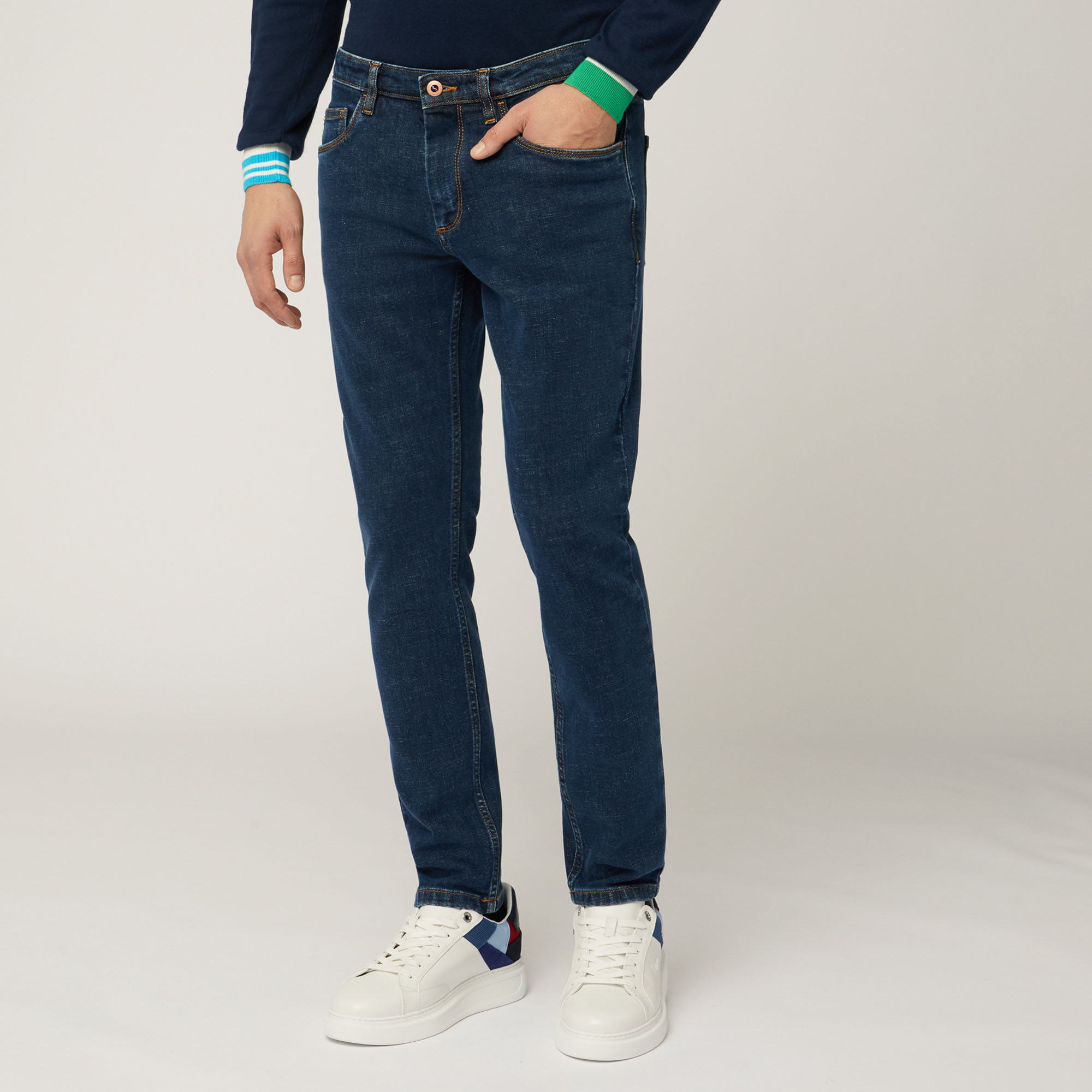 Pantaloni Cinque Tasche Slim, Blu Denim, large image number 0