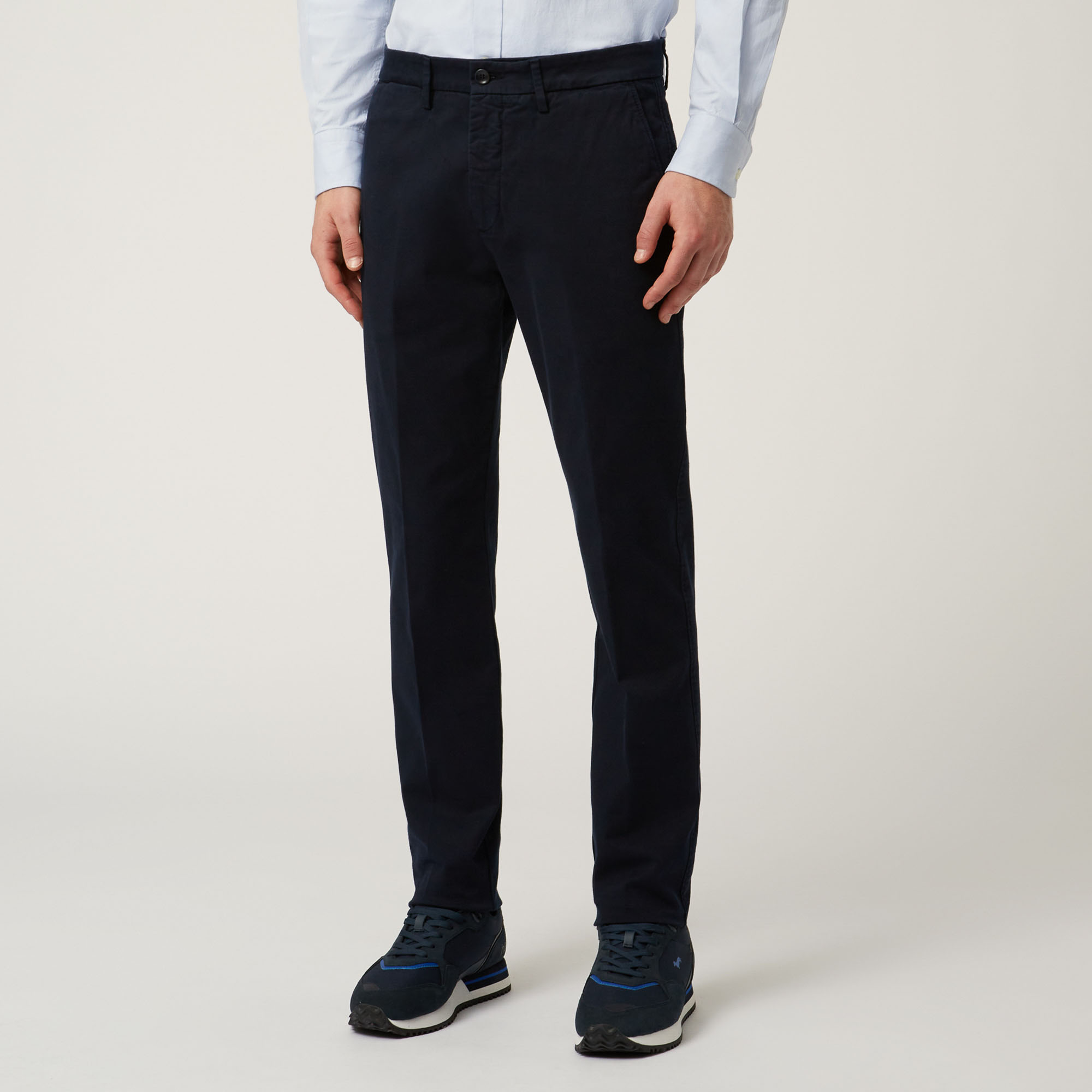 Pantalone Essentials in cotone stretch, Blu, large image number 0