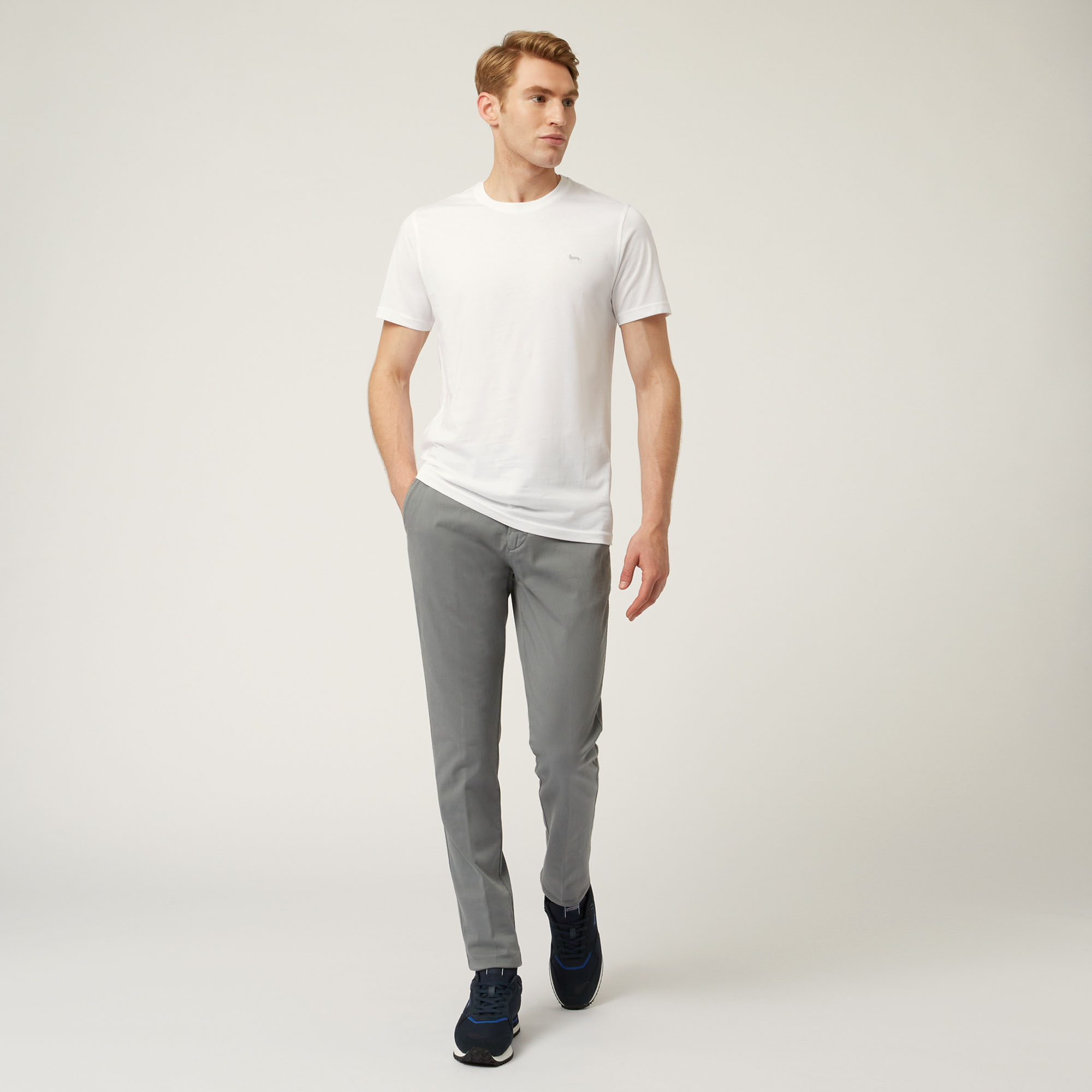 Pantalone Essentials in cotone stretch, Grigio, large image number 3