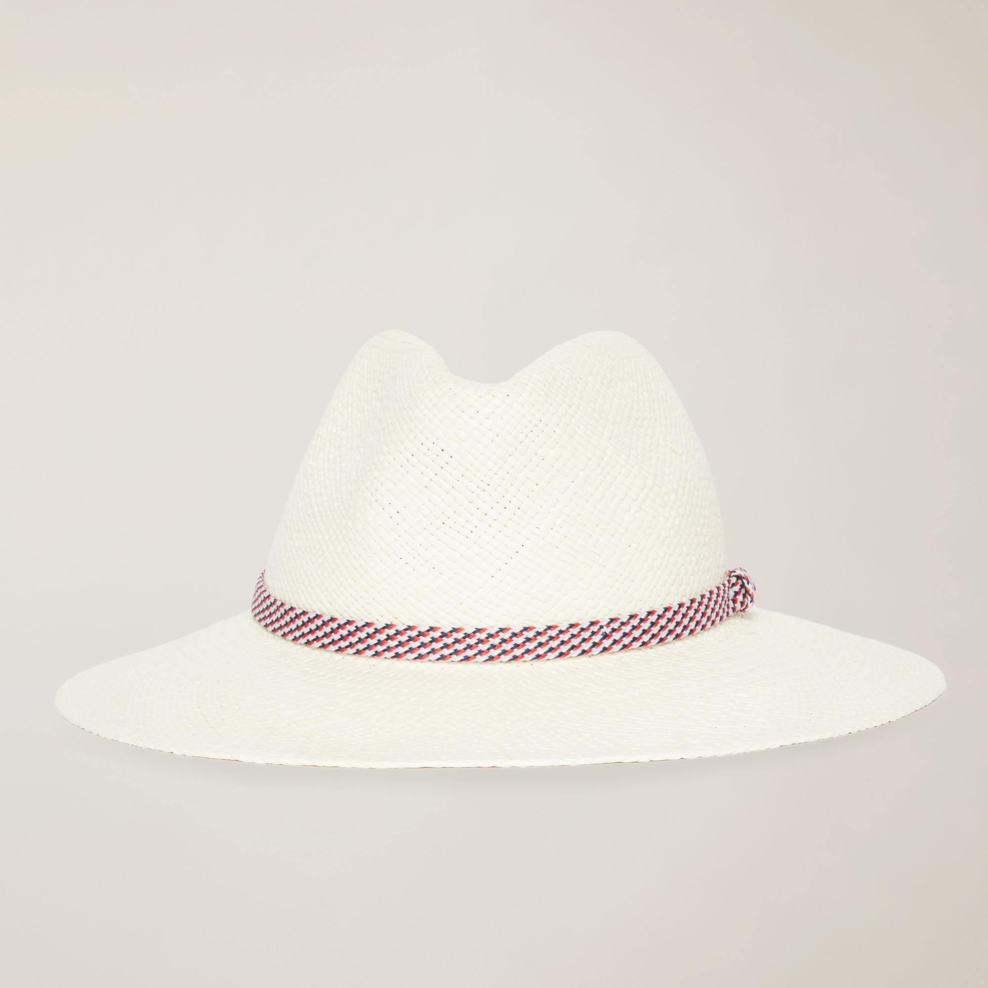 Cappello Fedora In Tessuto Panama Con Nastrino