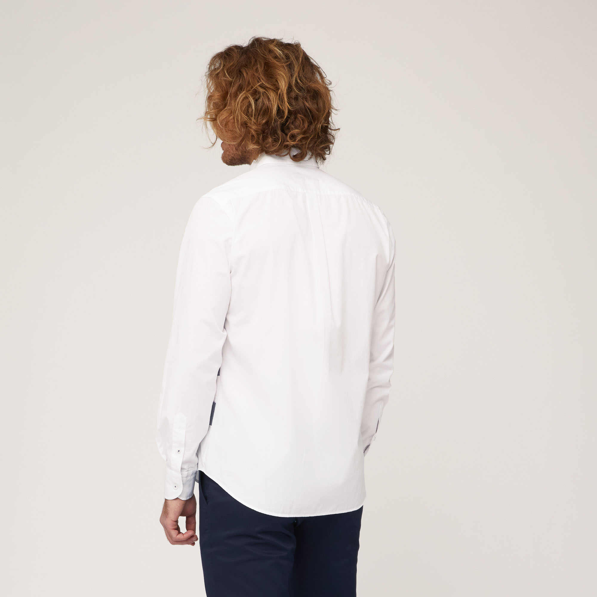 Camicia In Cotone Con Fasce Orizzontali, Bianco, large image number 1