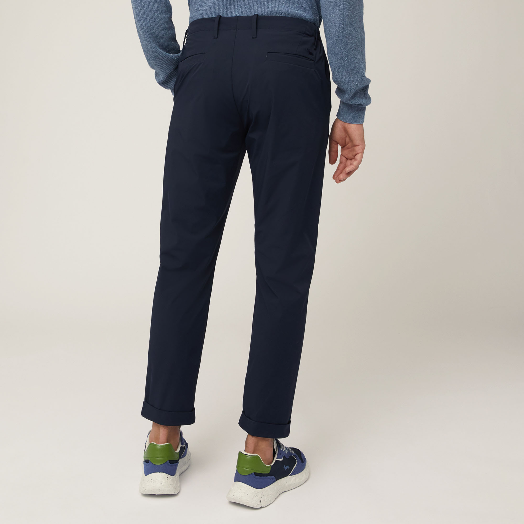 Pantaloni Chino Con Elastico, Blu Navy, large image number 1