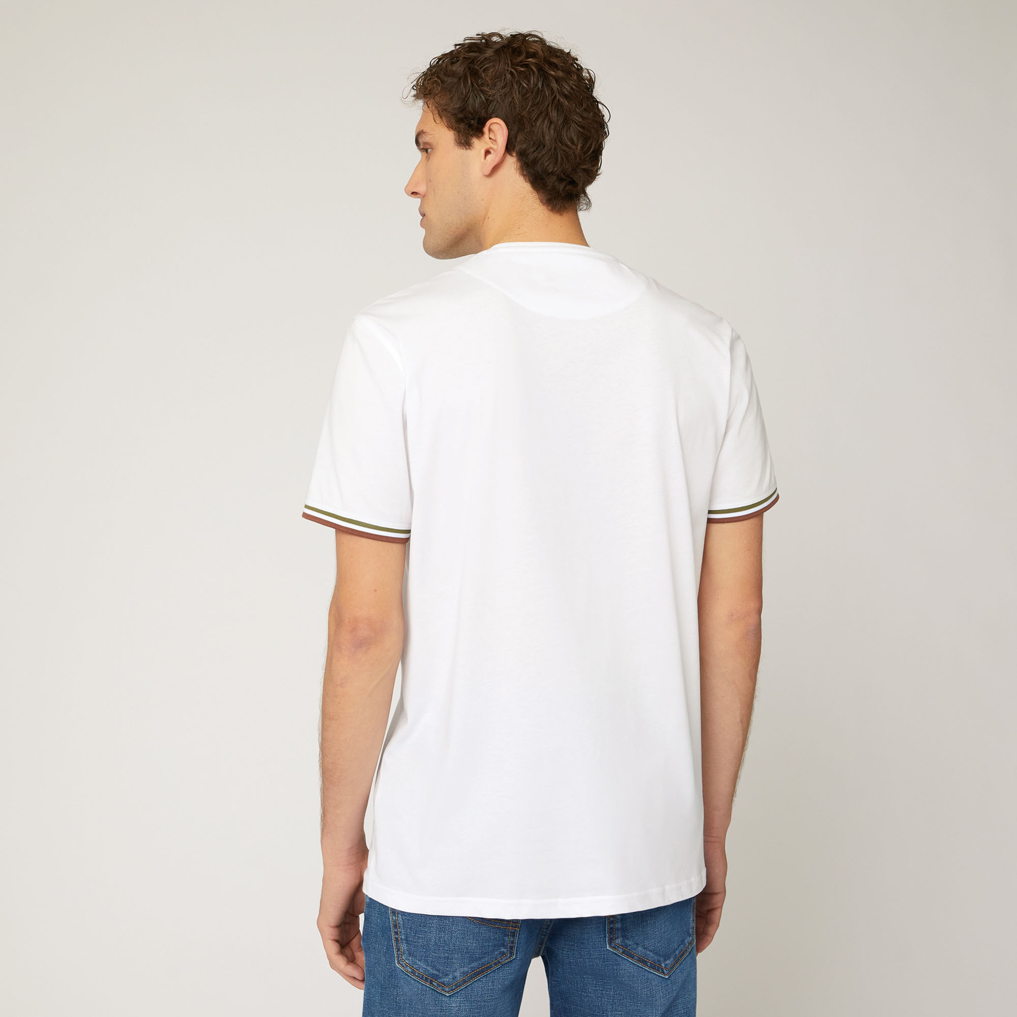 T-Shirt Con Taschino Logato, Bianco, large image number 1
