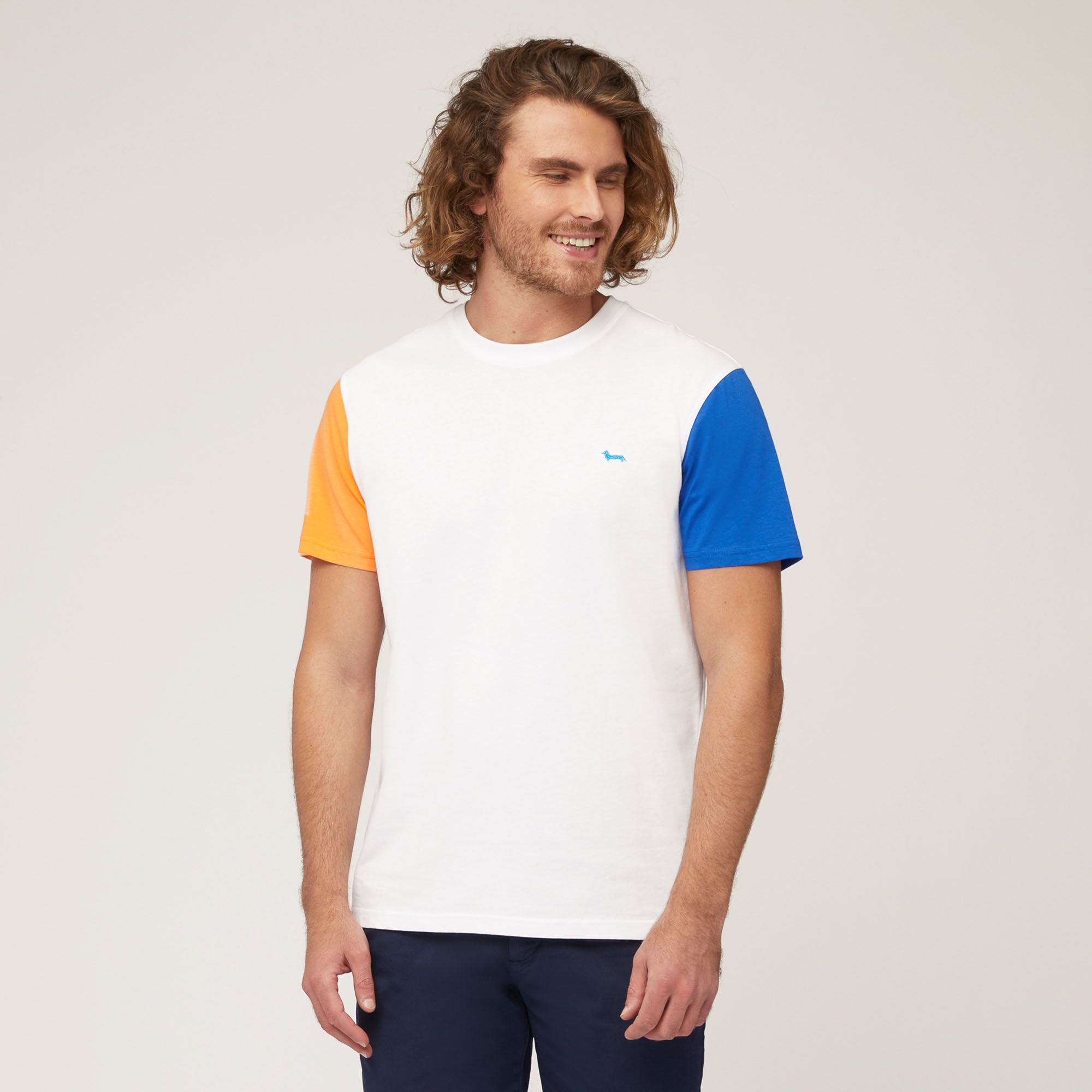 T-Shirt Color Block In Cotone, Bianco, large image number 0