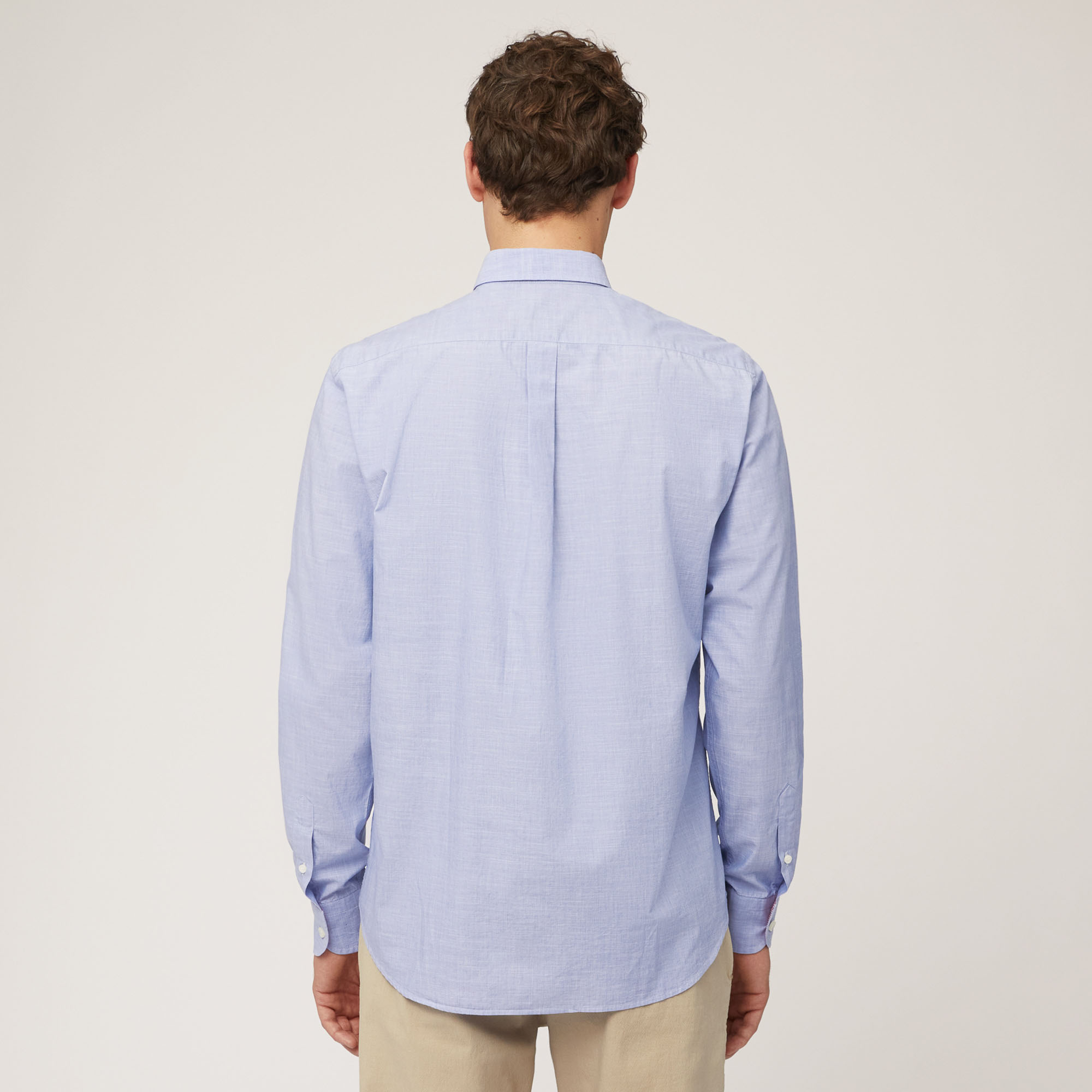 Camicia In Cotone Chambray, Blu Denim, large image number 1