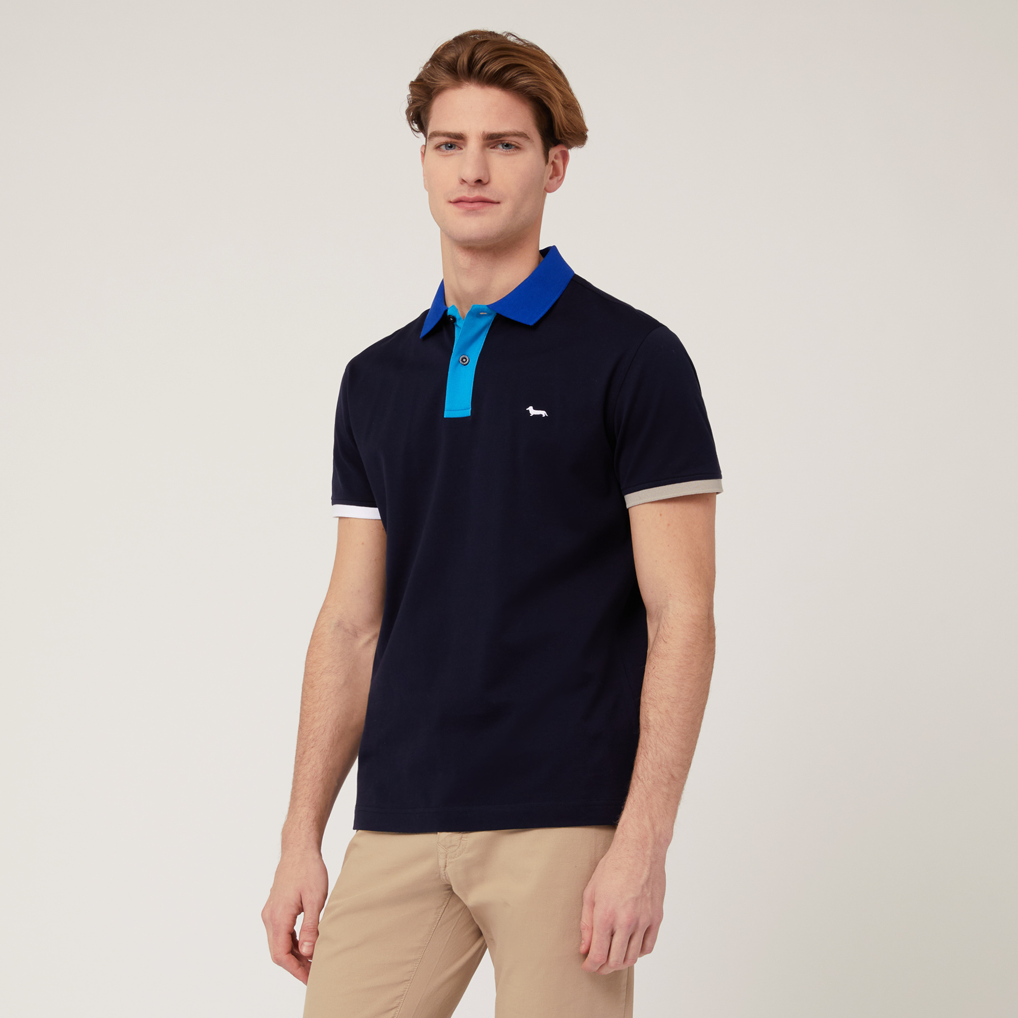 Polo In Cotone Con Contrasti, Blu Navy, large image number 0