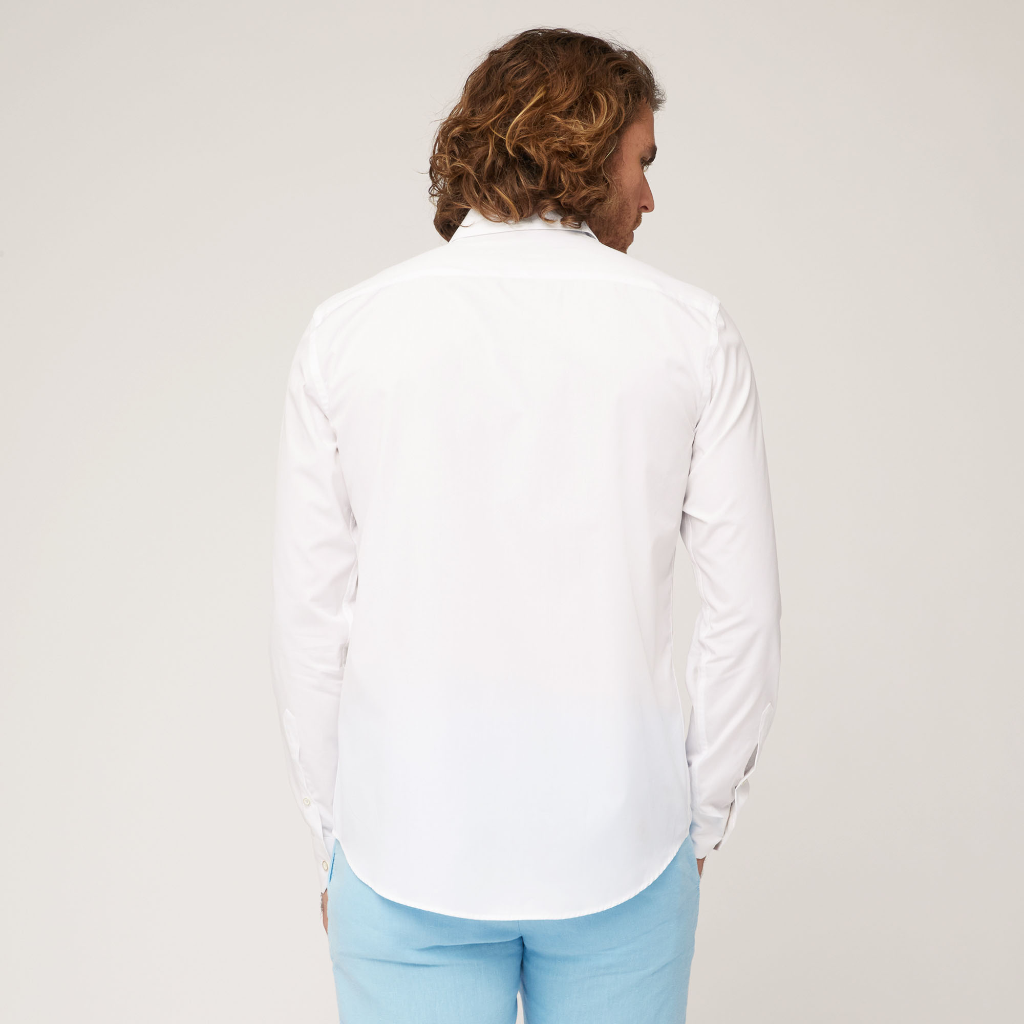 Camicia In Cotone Con Taschino, Bianco, large image number 1