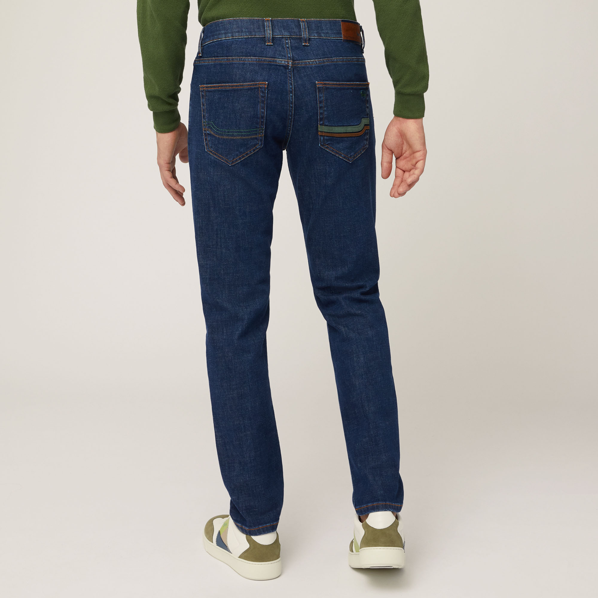 Pantaloni 5 Tasche Con Inserti, Verde Scuro, large image number 1