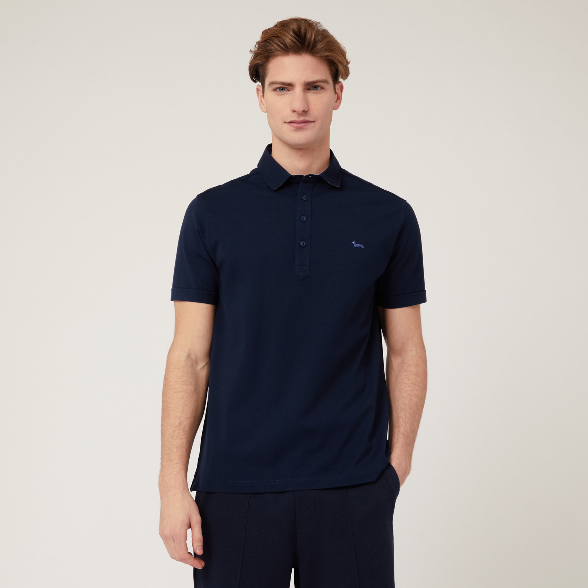 Polo In Cotone Stretch, Blu Navy, large image number 0