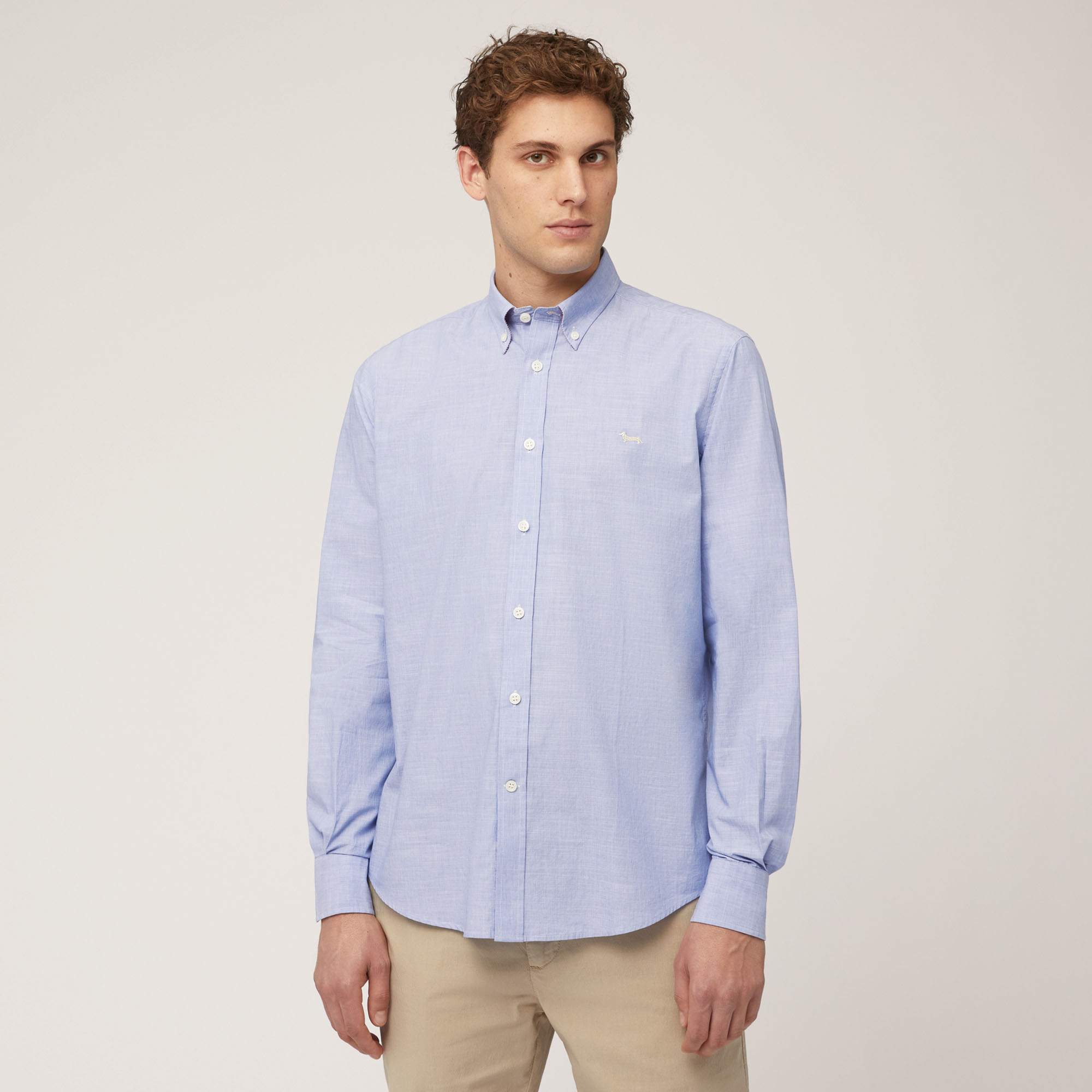 Camicia In Cotone Chambray, Blu Denim, large image number 0