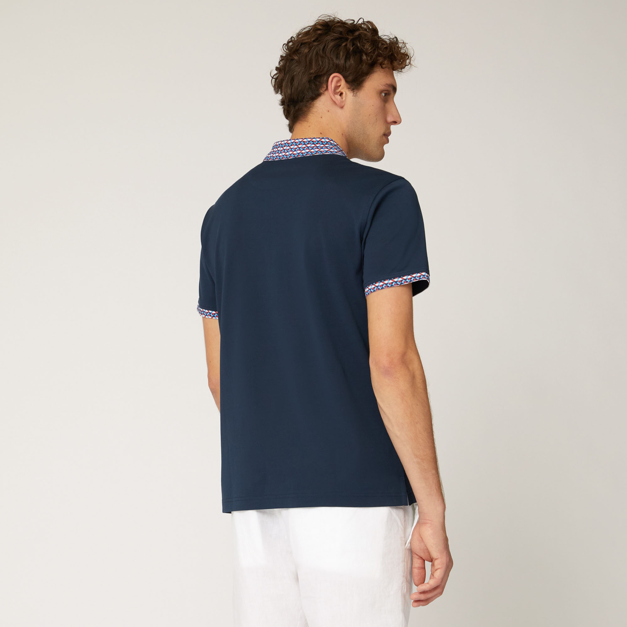 Polo Con Stampa A Contrasto, Blu Navy, large image number 1