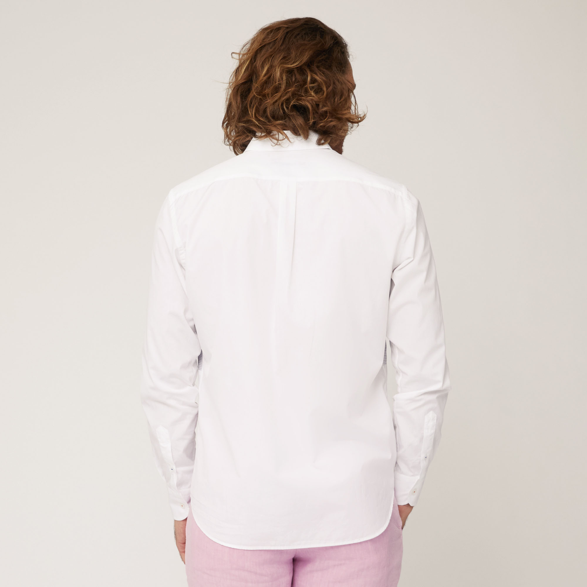 Camicia In Cotone Con Fasce Rigate, Bianco, large image number 1