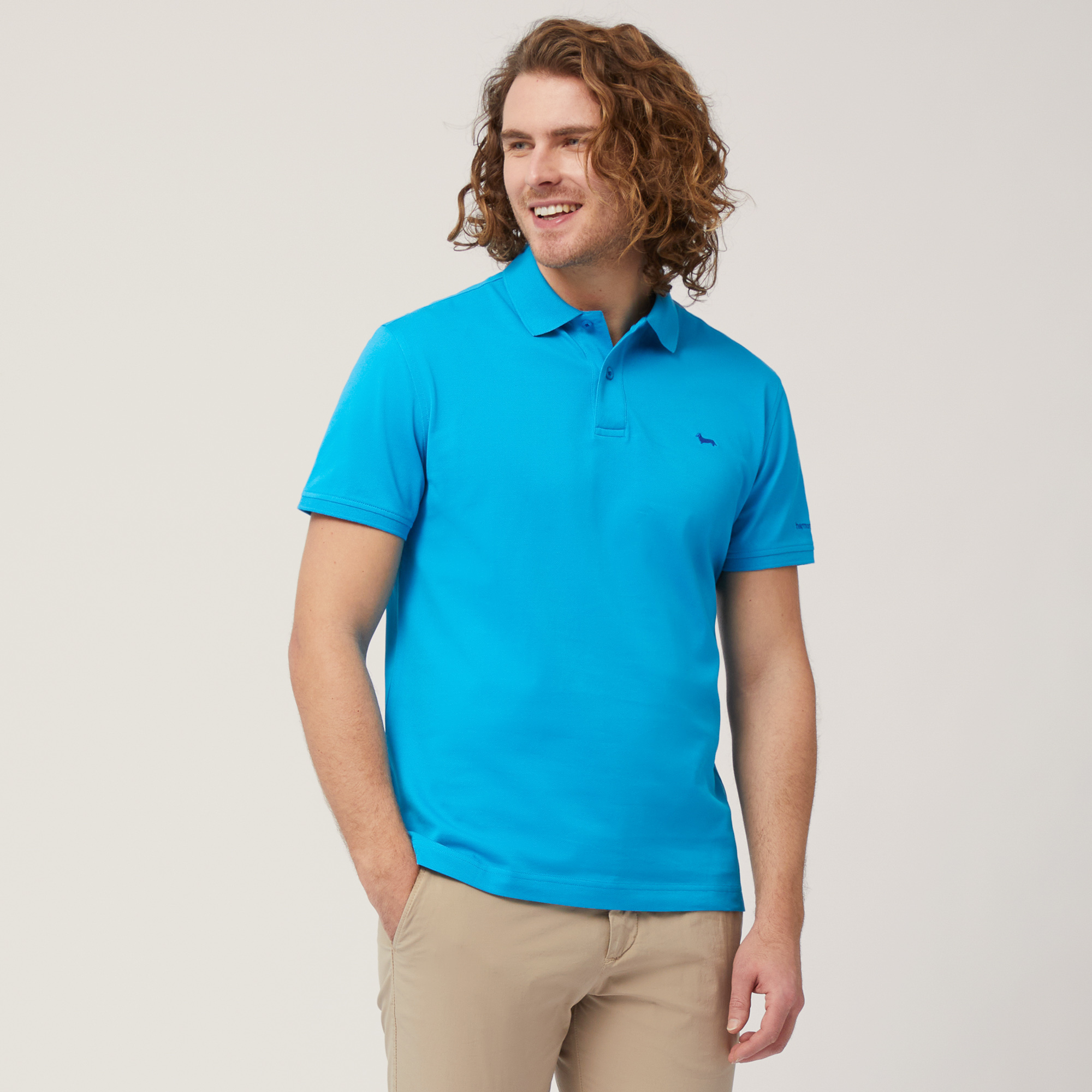 Polo Con Lettering E Logo, Turchese, large image number 0