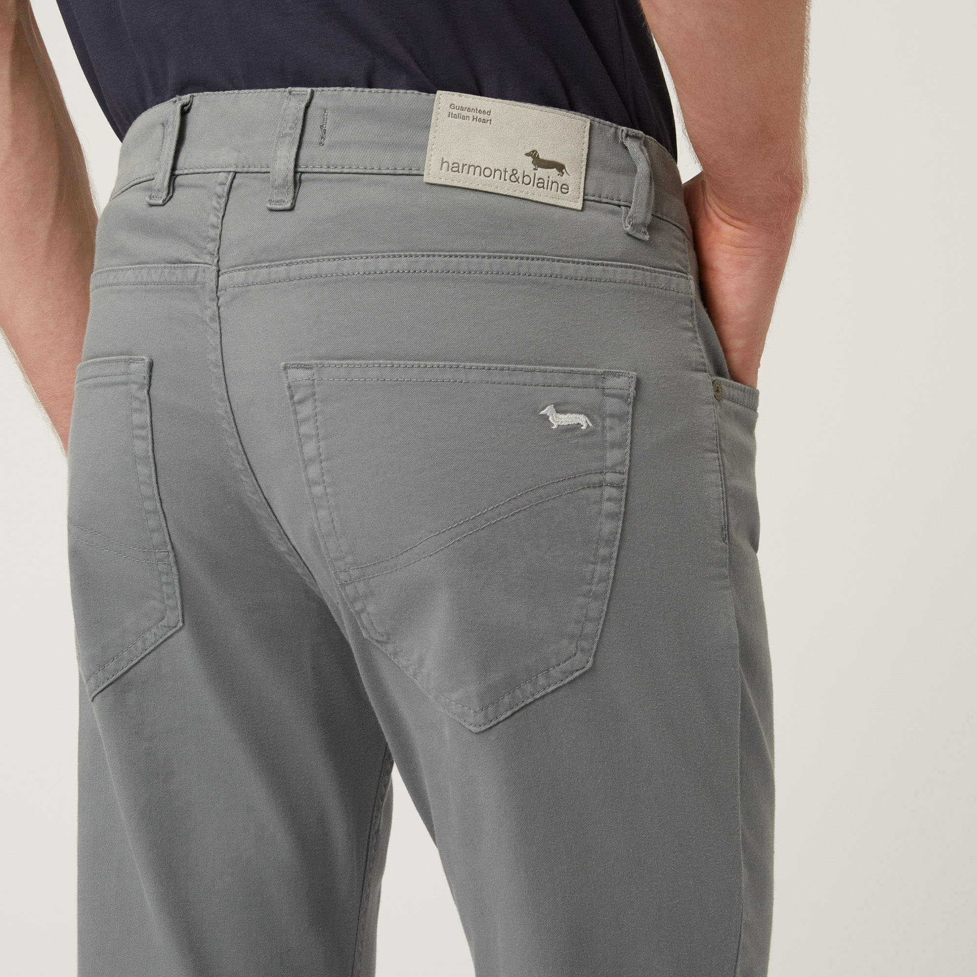 Pantalone Essentials in cotone tinta unita, Grigio, large image number 2