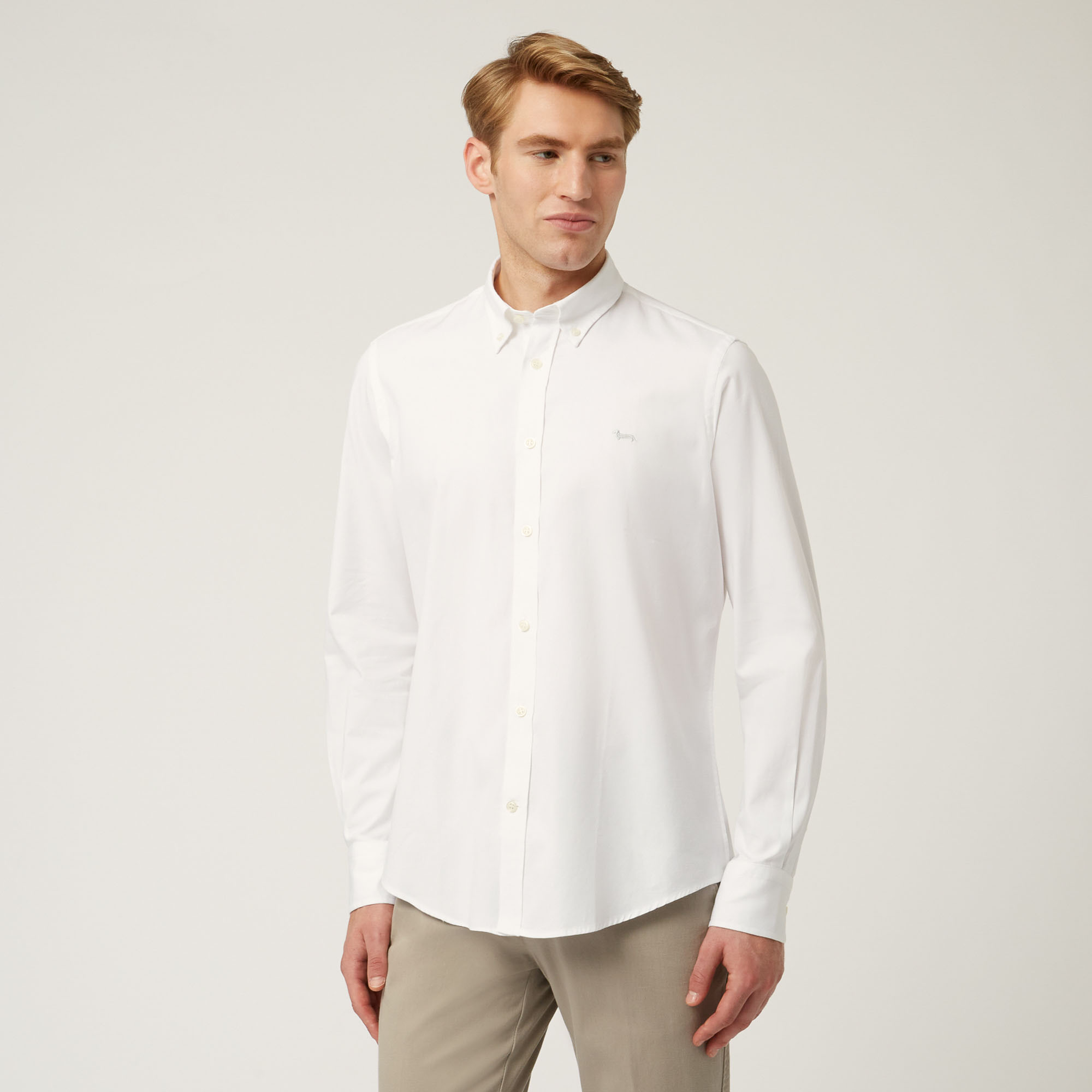 Camicia Essentials in cotone tinta unita, Bianco, large image number 0