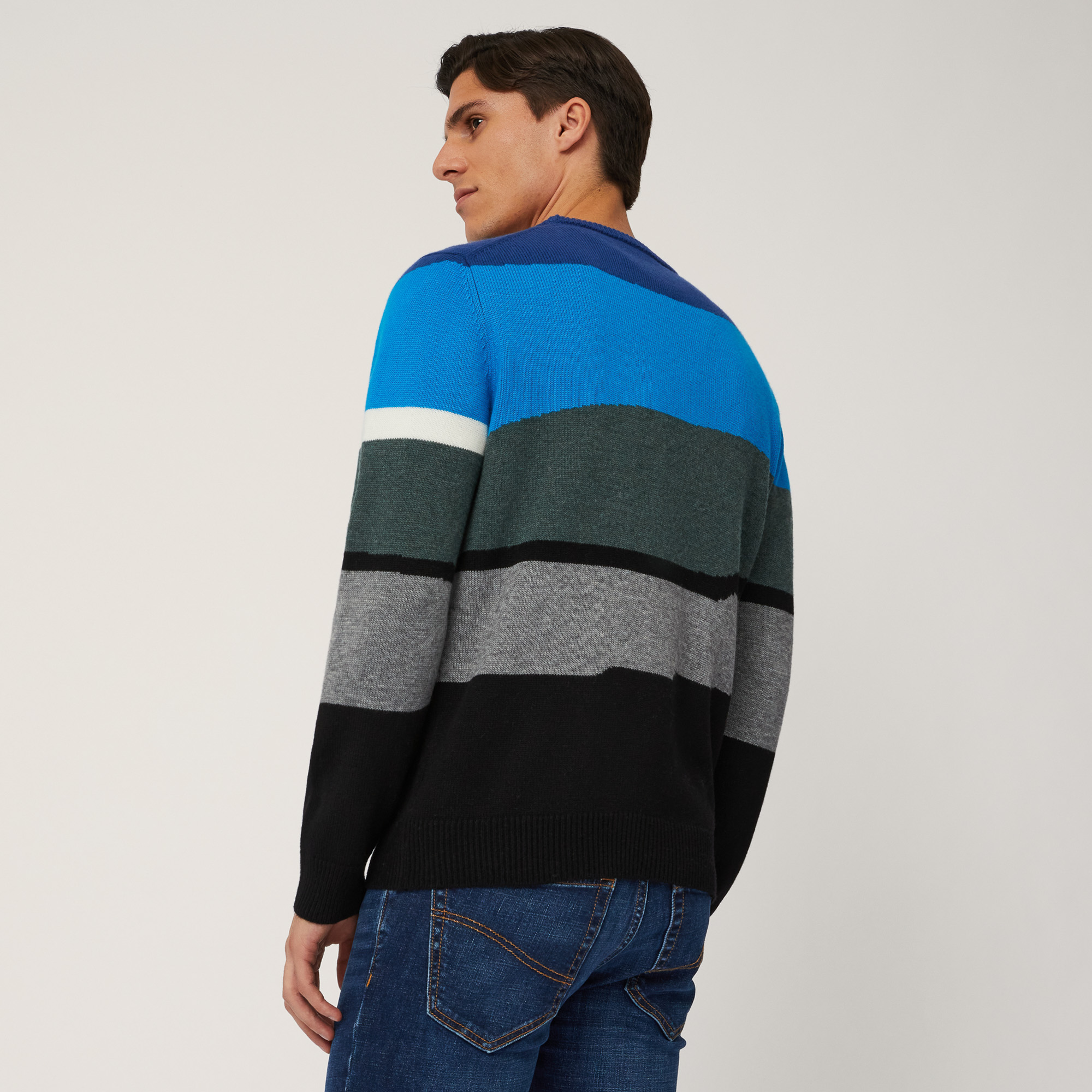 Multicolor Banded Pullover, Blue , large image number 1