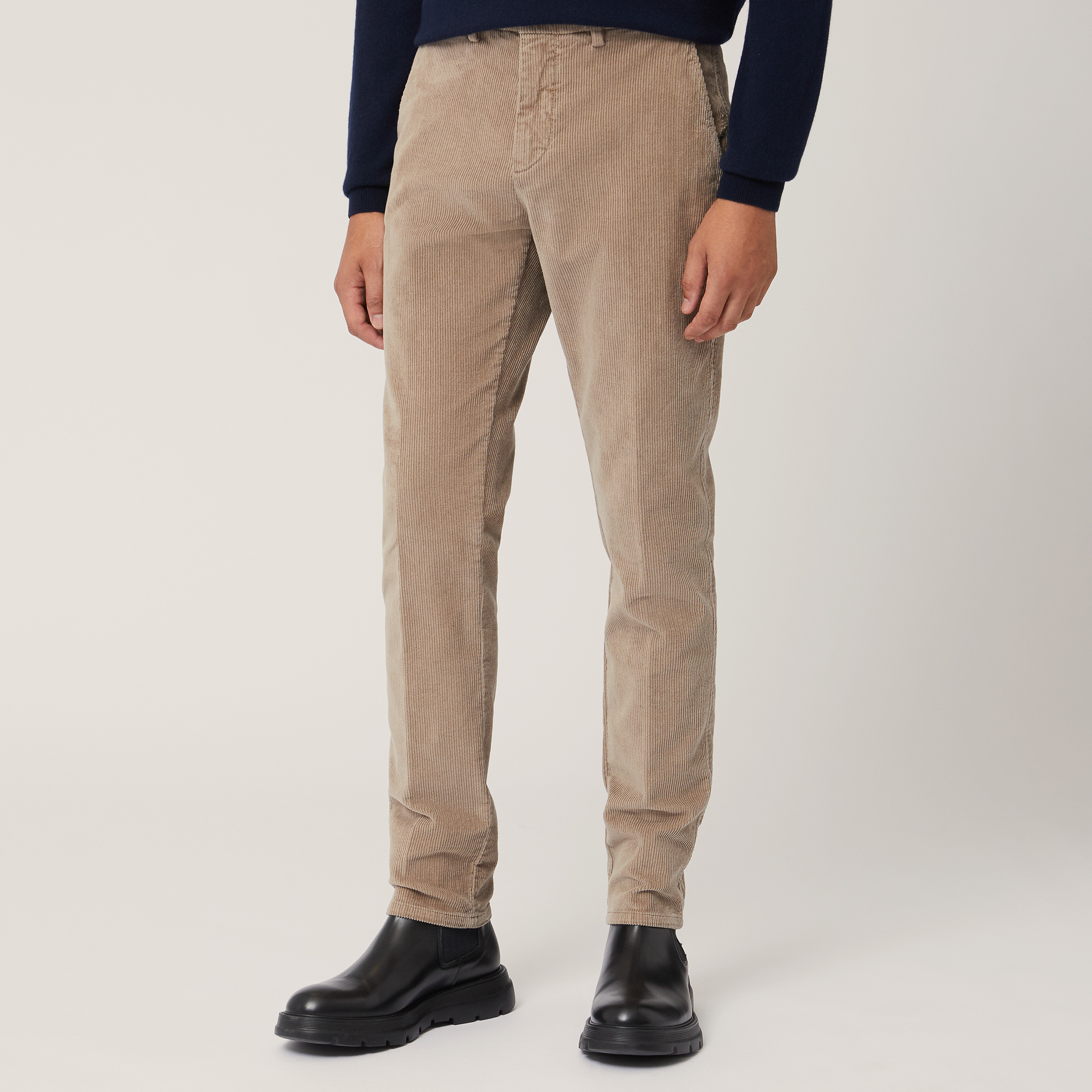 Pantaloni Chino In Velluto, Beige, large image number 0