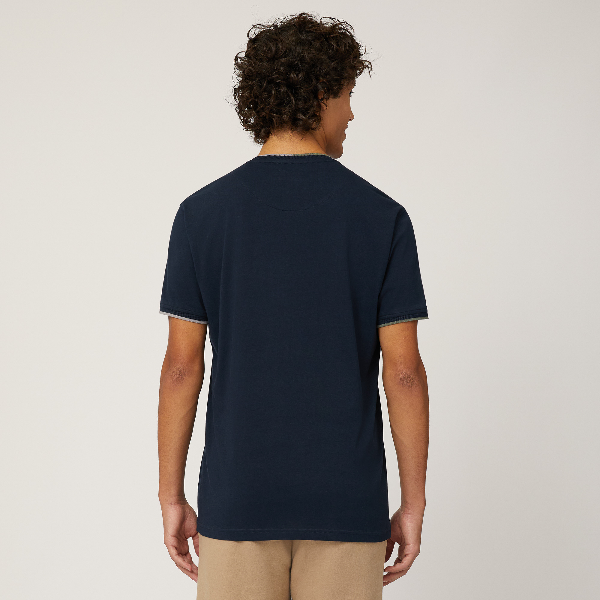 T-Shirt With Contrasting Details, Blue, large image number 1