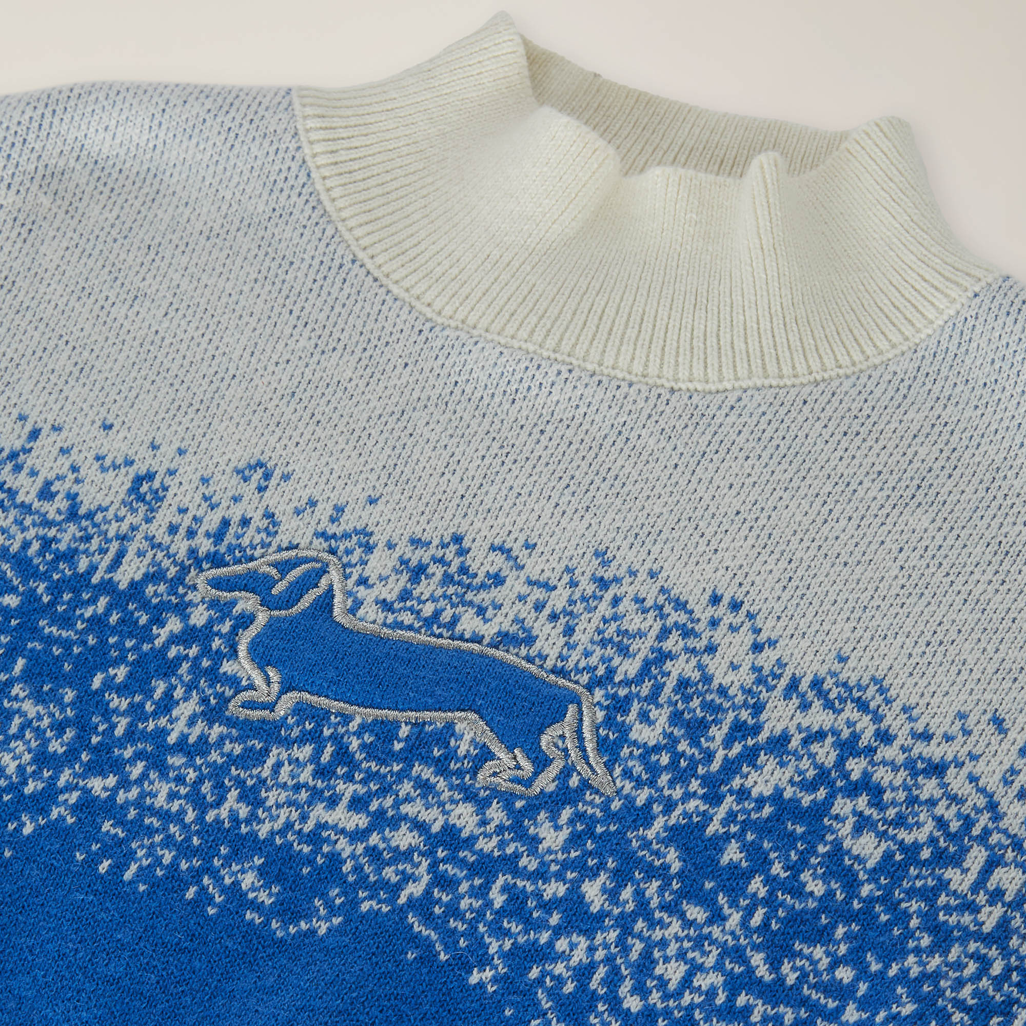 12-Gauge Jacquard Pullover With Appliqué Logo, Light Blue, large image number 2