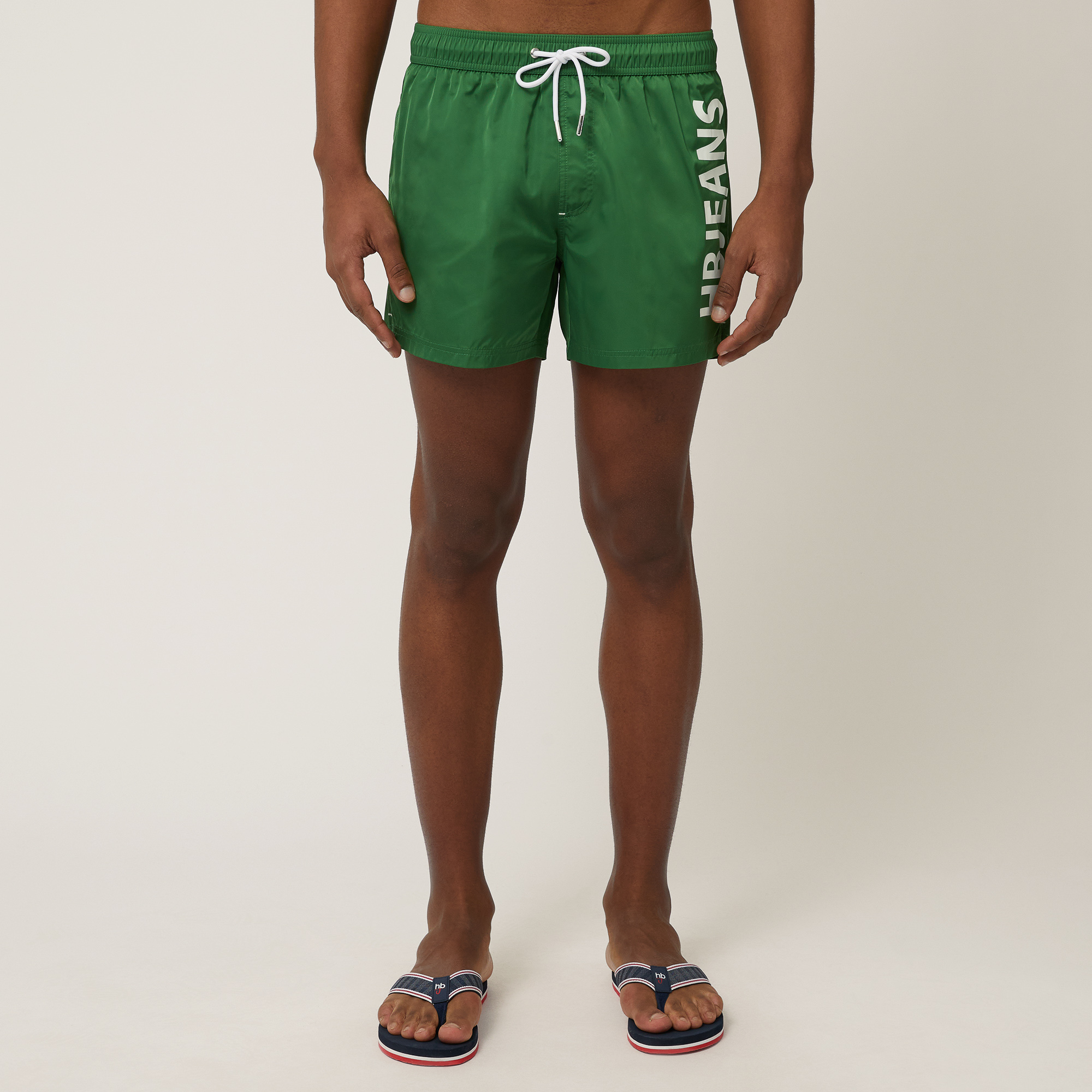 Swim Shorts with Lettering, Grass Green, large