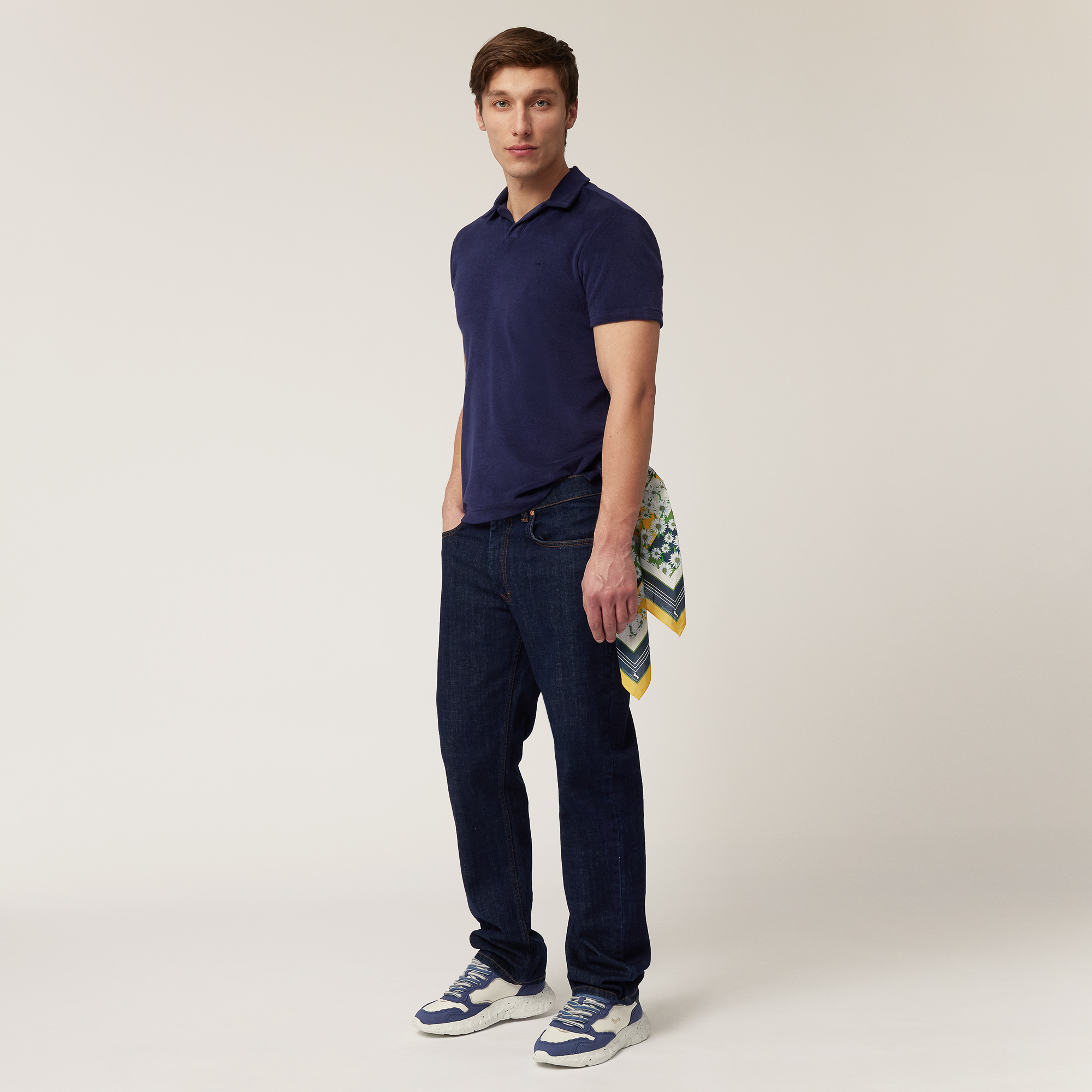 Polo In Cotone Spugna, Blu Navy, large image number 3