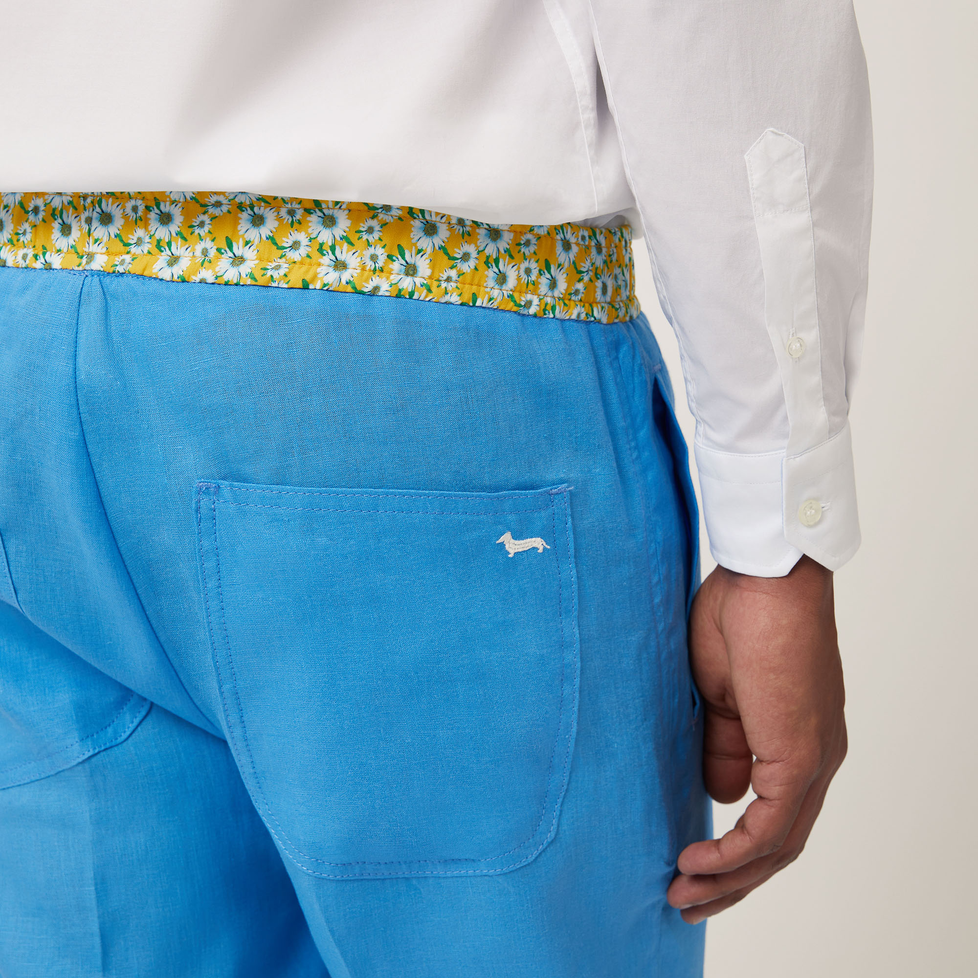 Linen Pants with Daisies, Light Blue, large image number 2