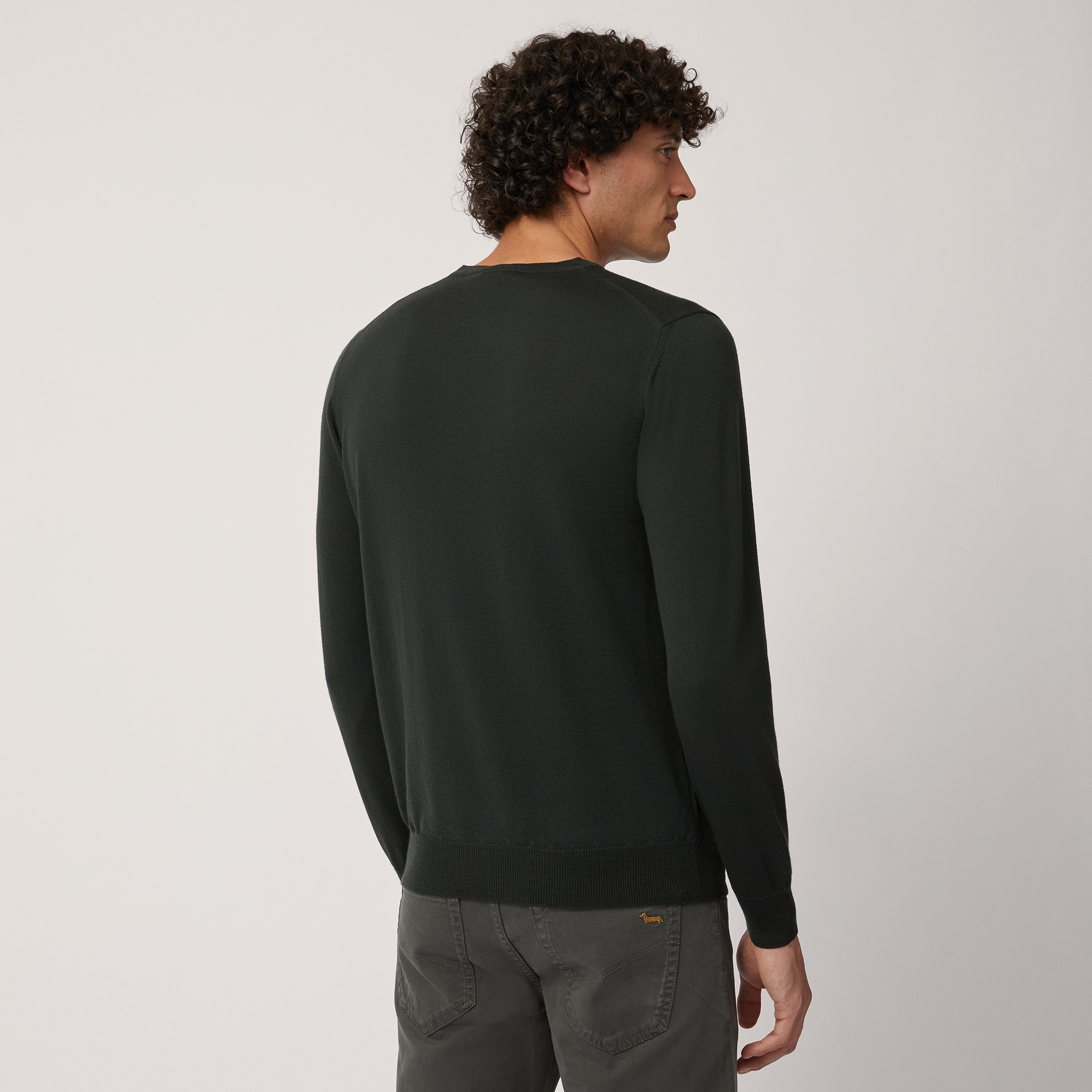 Pullover Leggero In Lana Merino, Verde, large image number 1