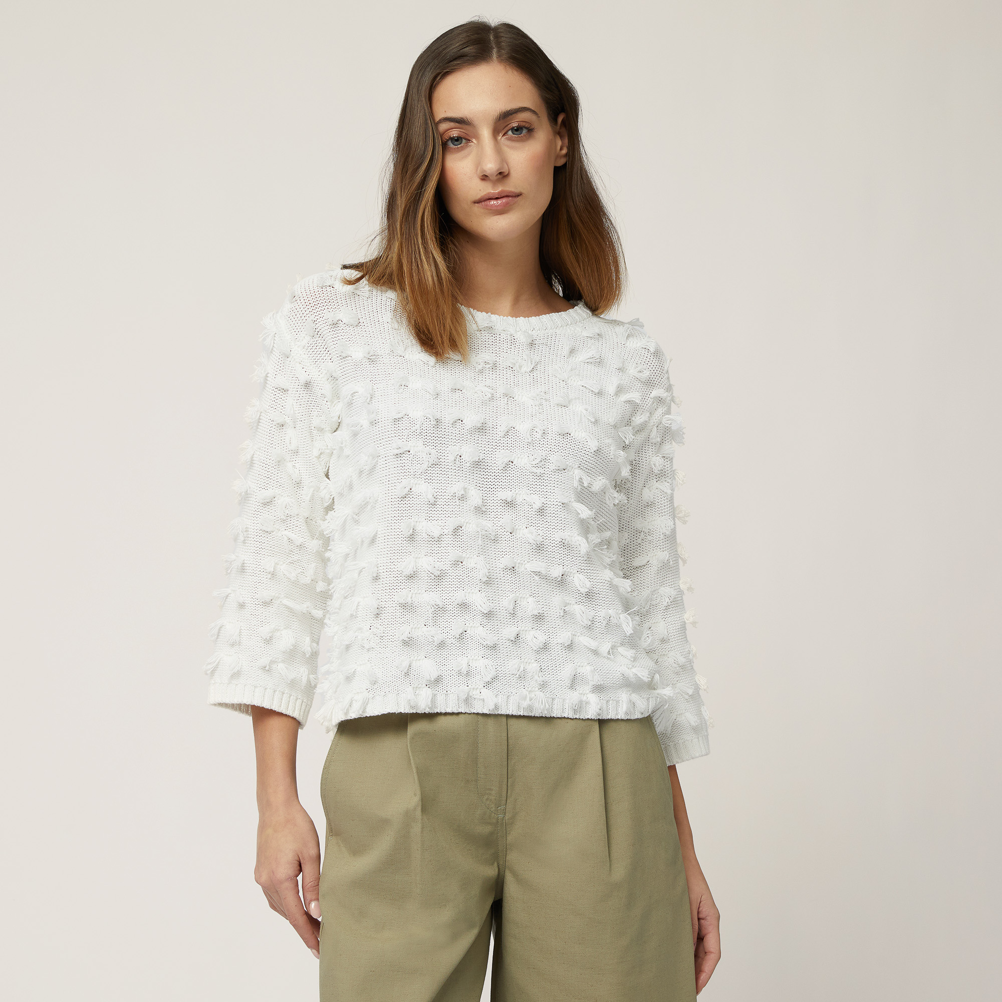 Cotton Sweater with Tufts