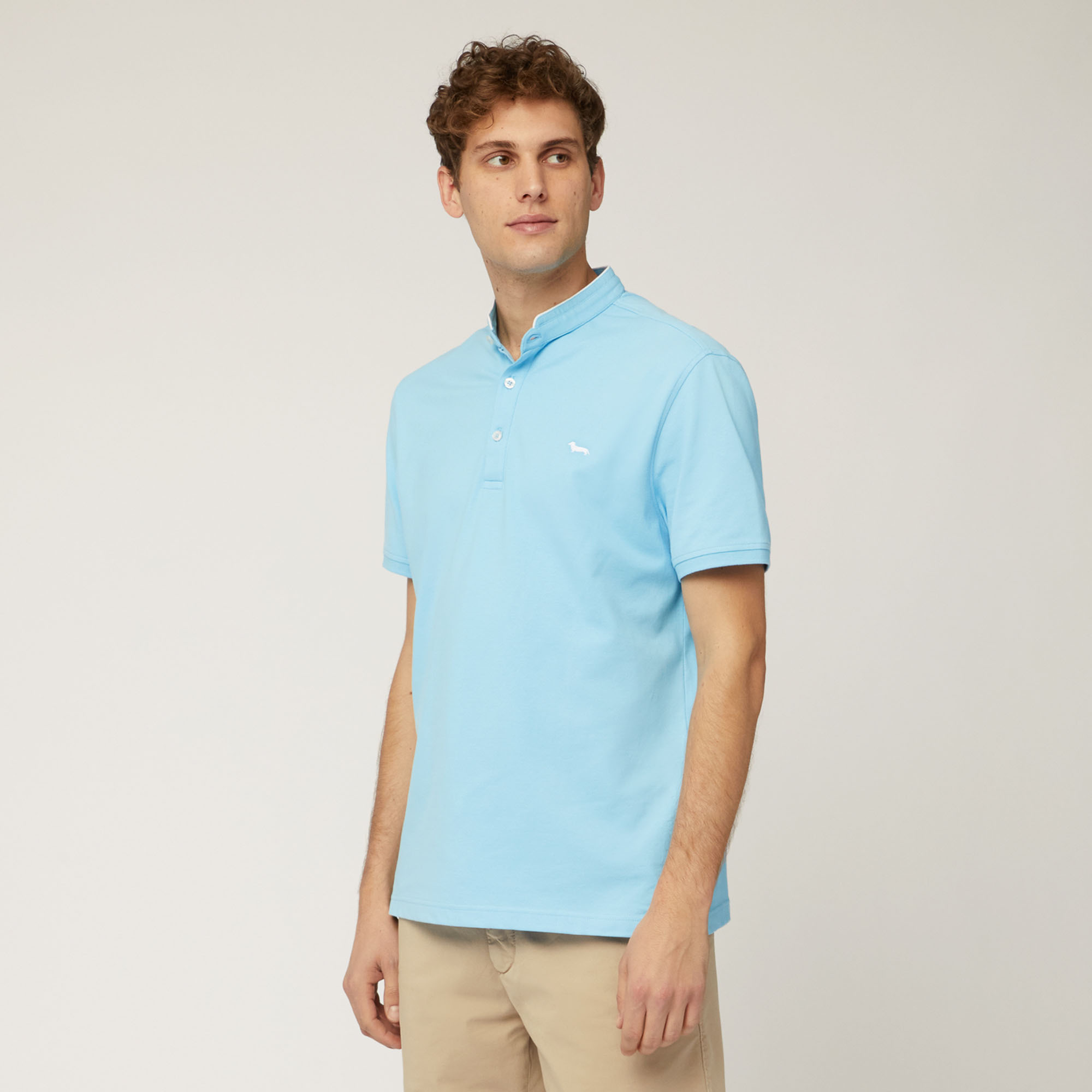 Polo with Mandarin Collar, Cobalt blue, large image number 0