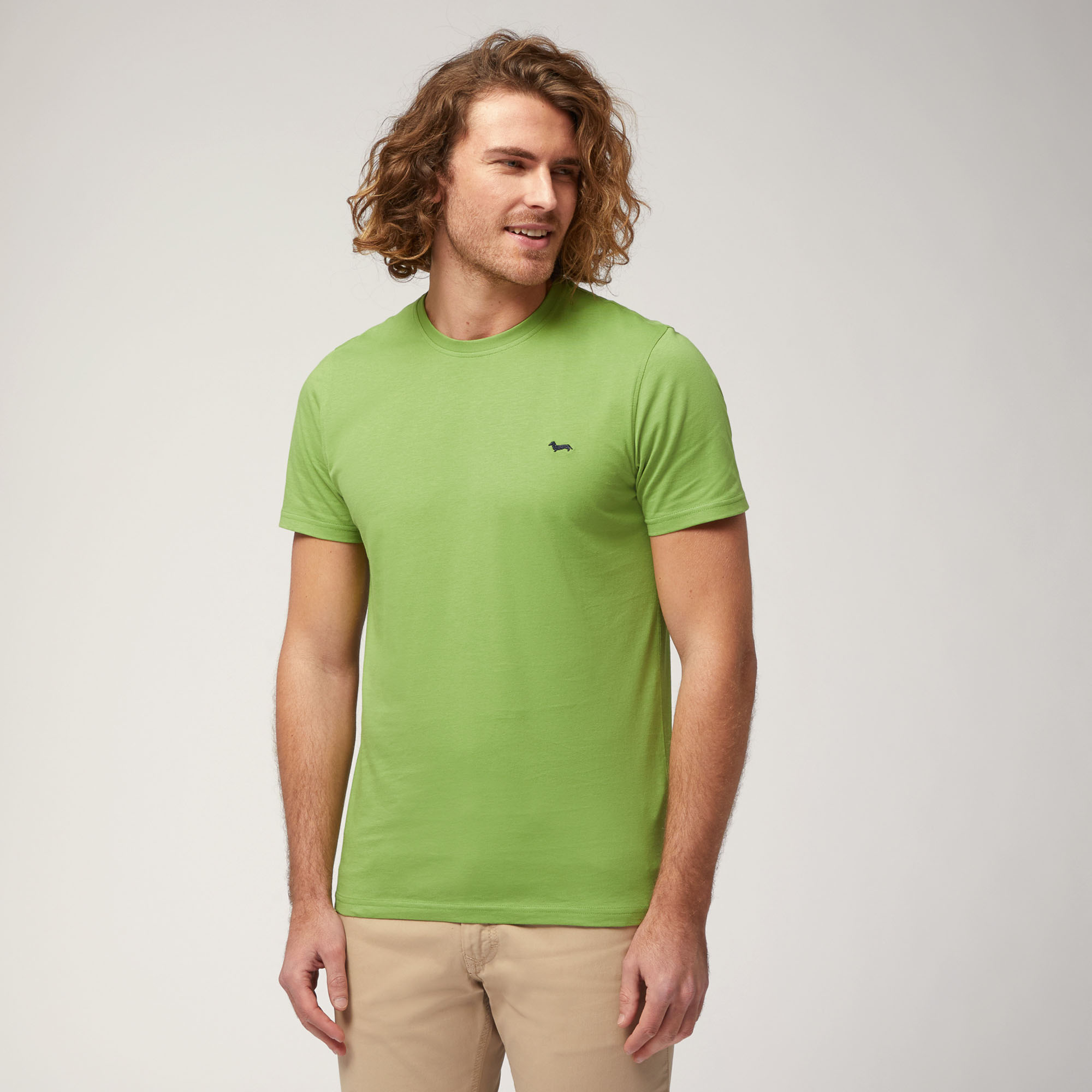T-Shirt with Contrasting Logo, Green, large image number 0