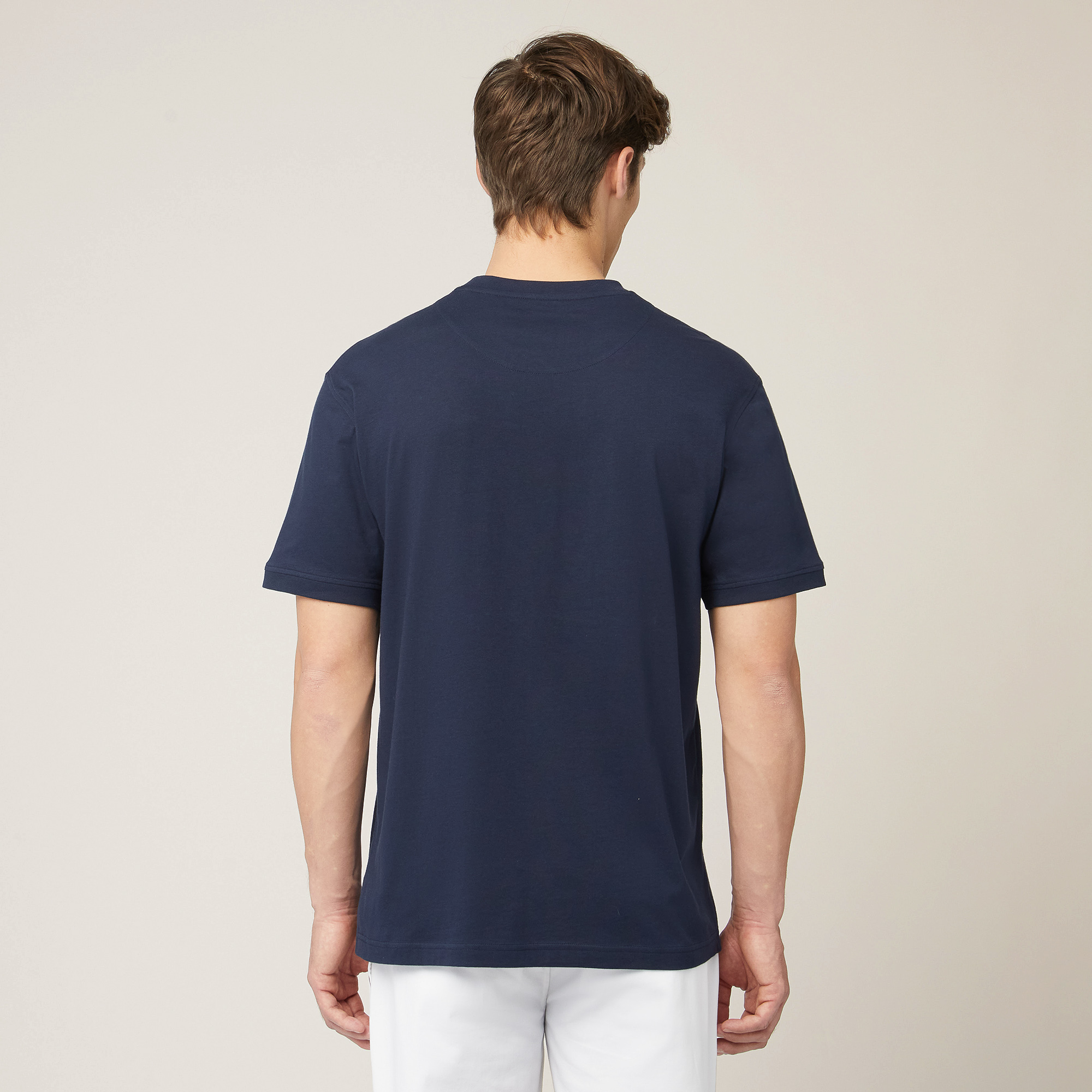 T-Shirt with Print On Chest, Dark Blue, large image number 1