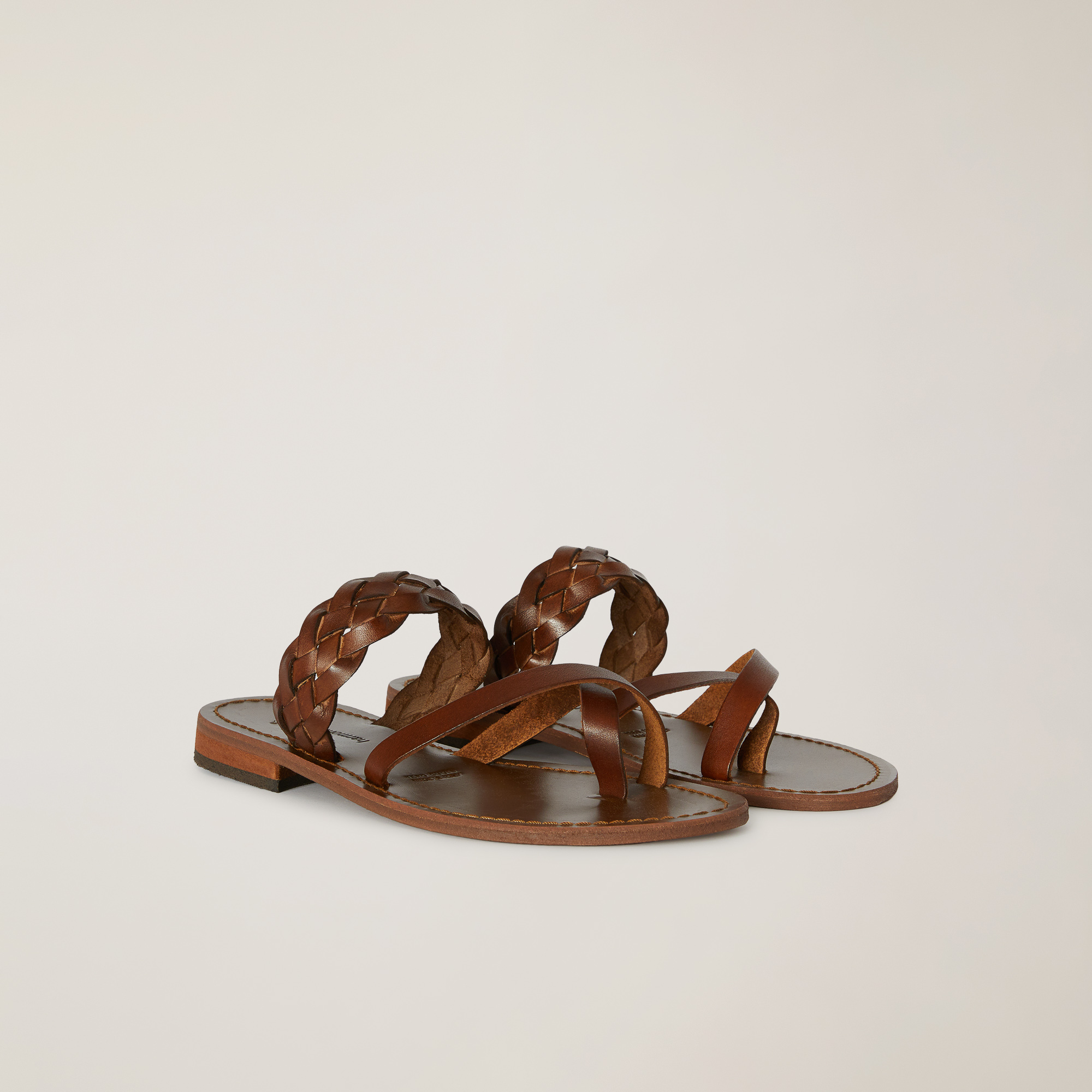 Braided Leather Sandals, Terra cotta, large image number 1