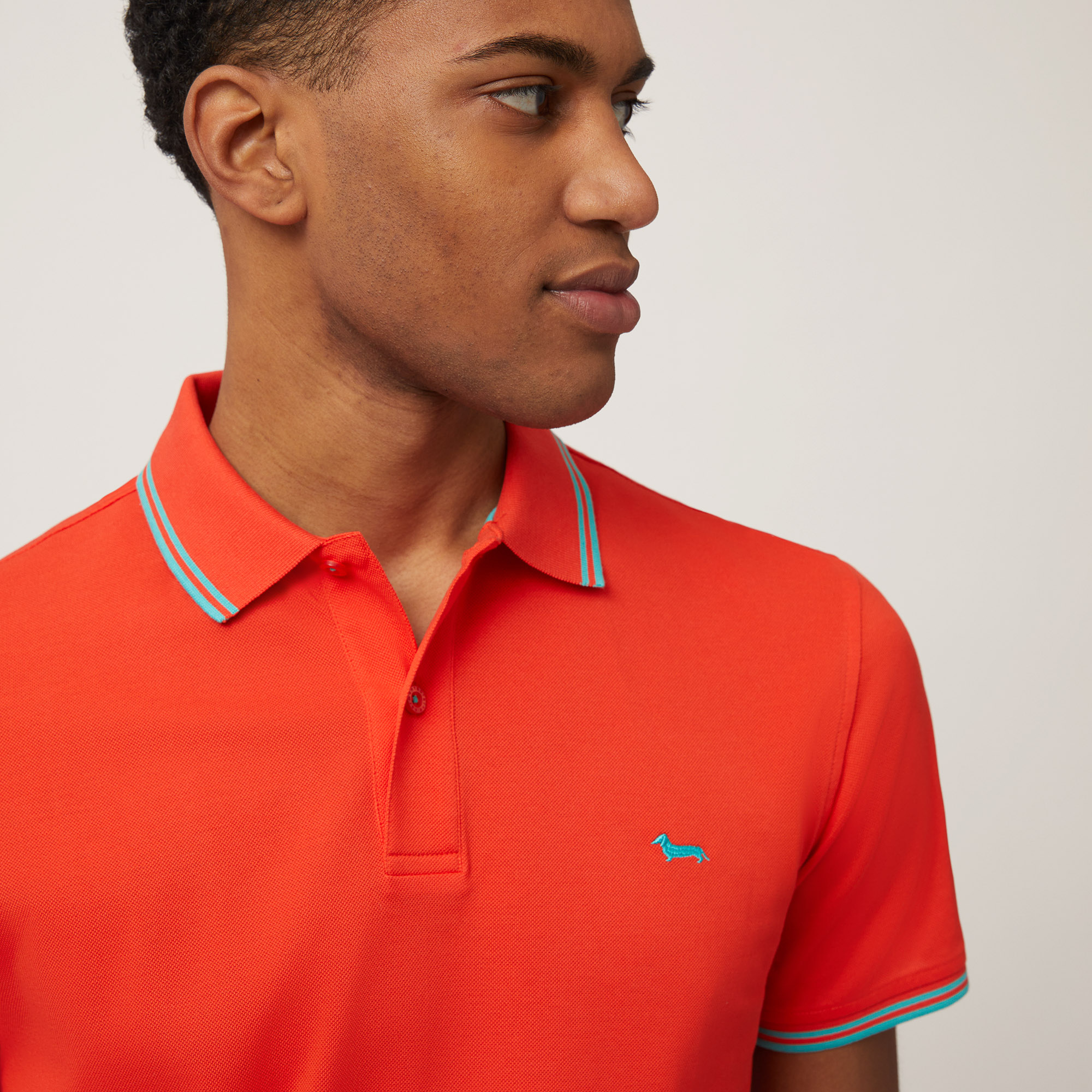 Polo with Striped Details, Orange, large image number 2