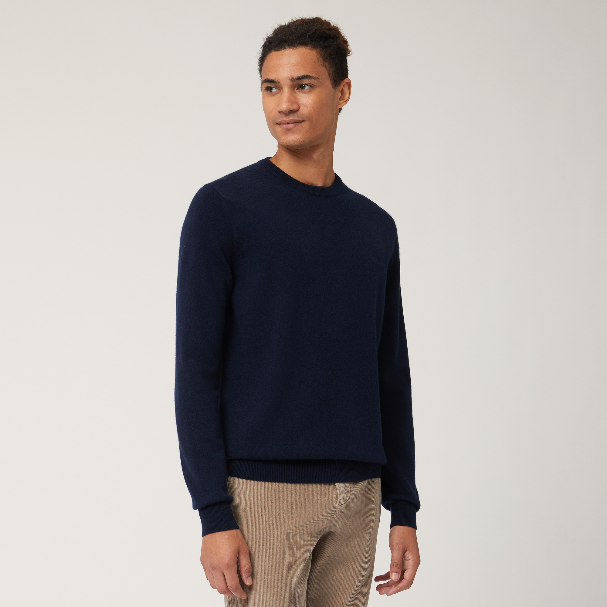 Cashmere Crew-Neck Pullover, Blue, large image number 0