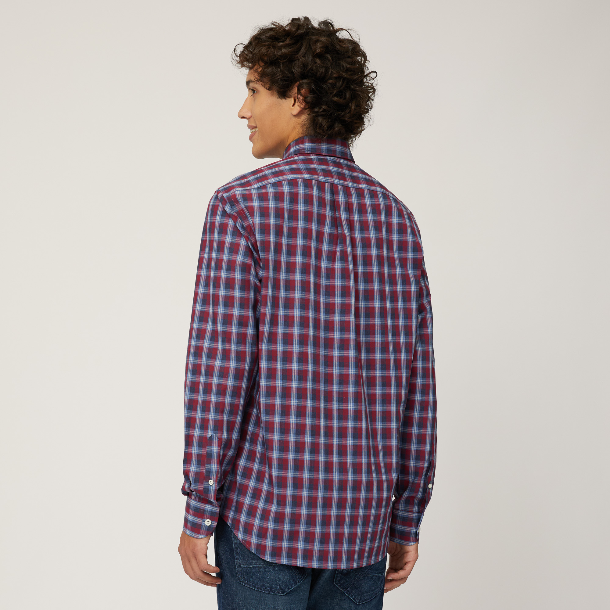 Camicia Check In Puro Cotone, Rosso, large image number 1