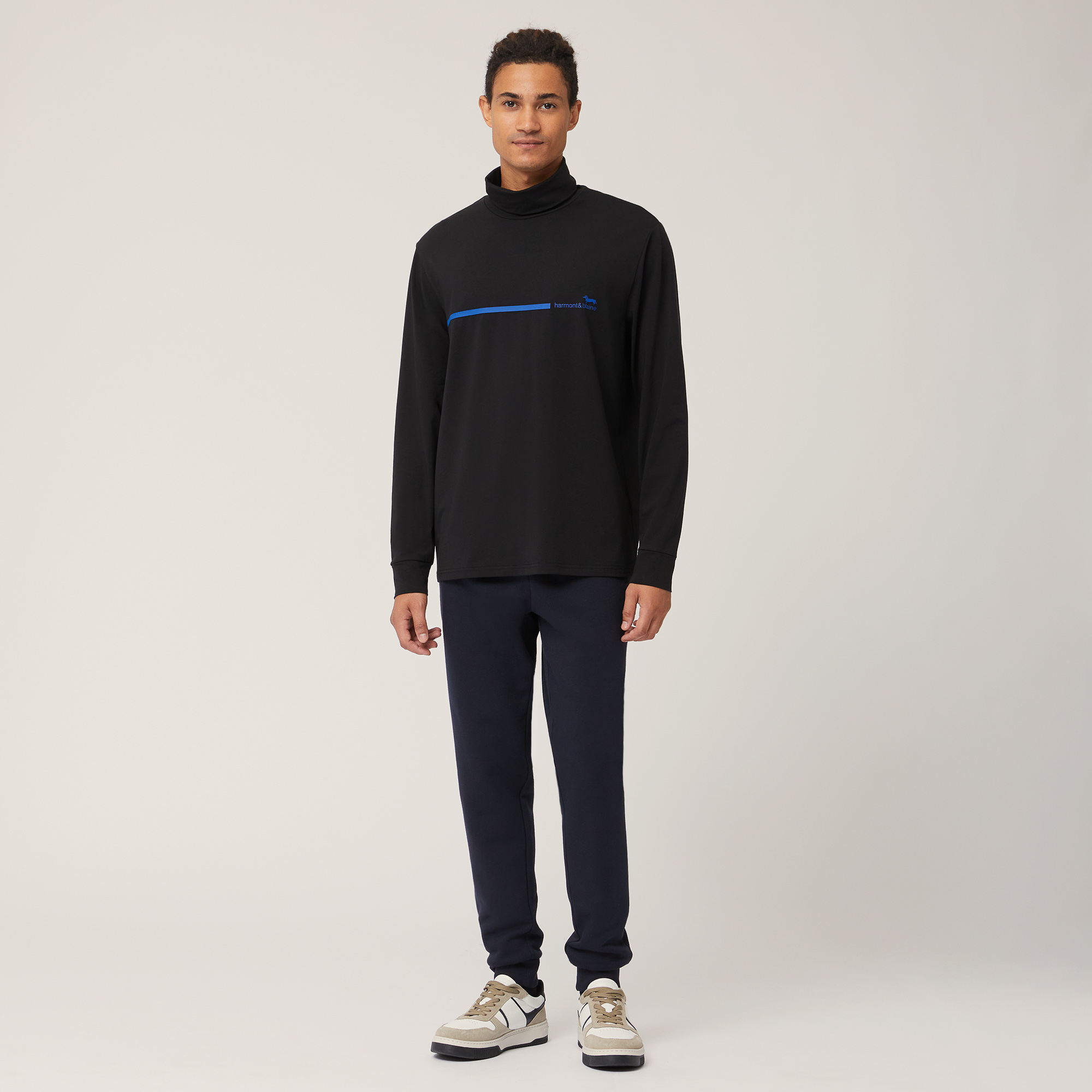 High-Neck Sweater with Logo, Black, large image number 3