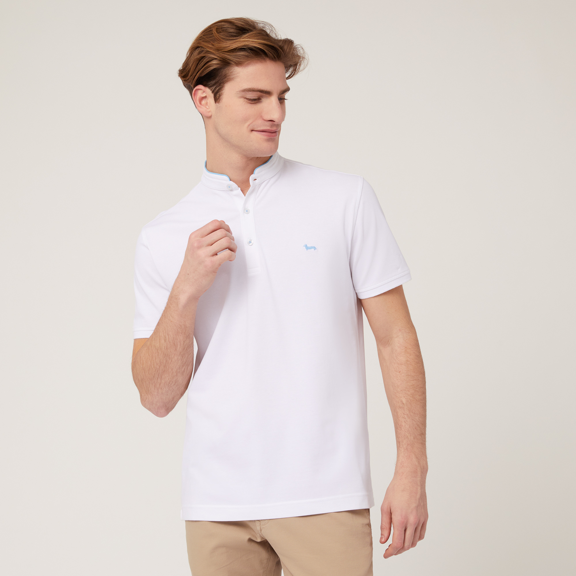 Polo with Mandarin Collar, White, large image number 0