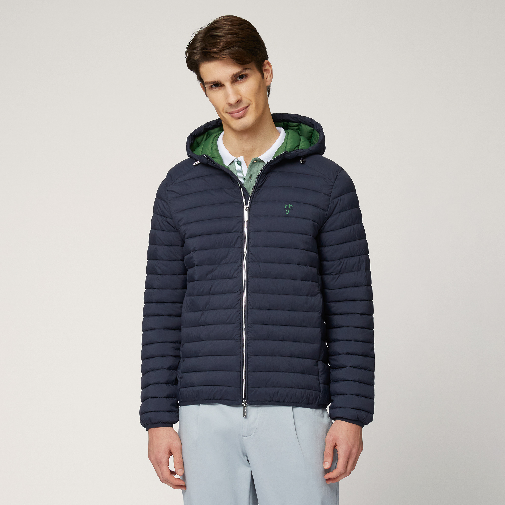 Quilted Nylon Down Jacket, Dark Blue, large image number 0