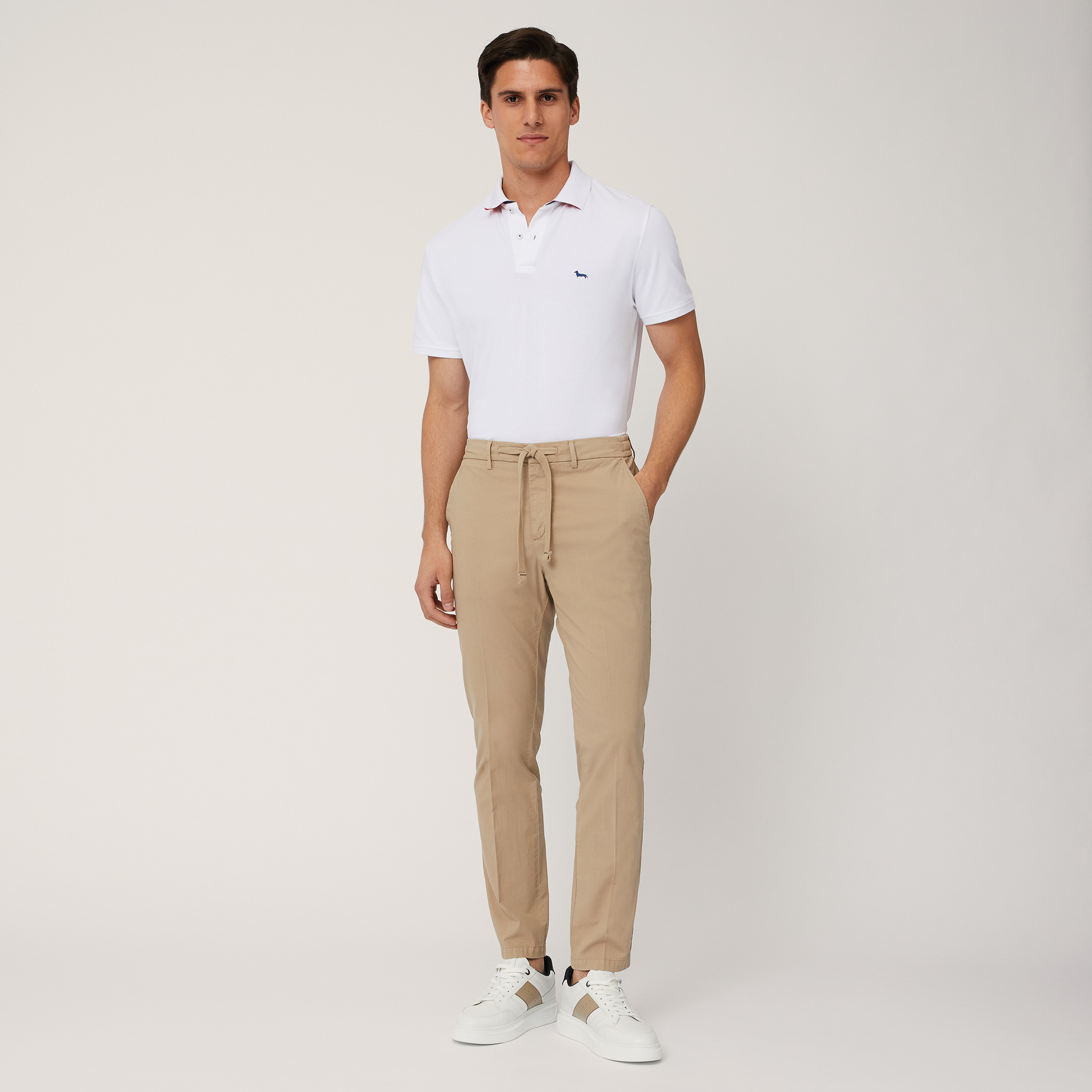 Cotton-Blend Jogging Pants, Beige, large image number 3