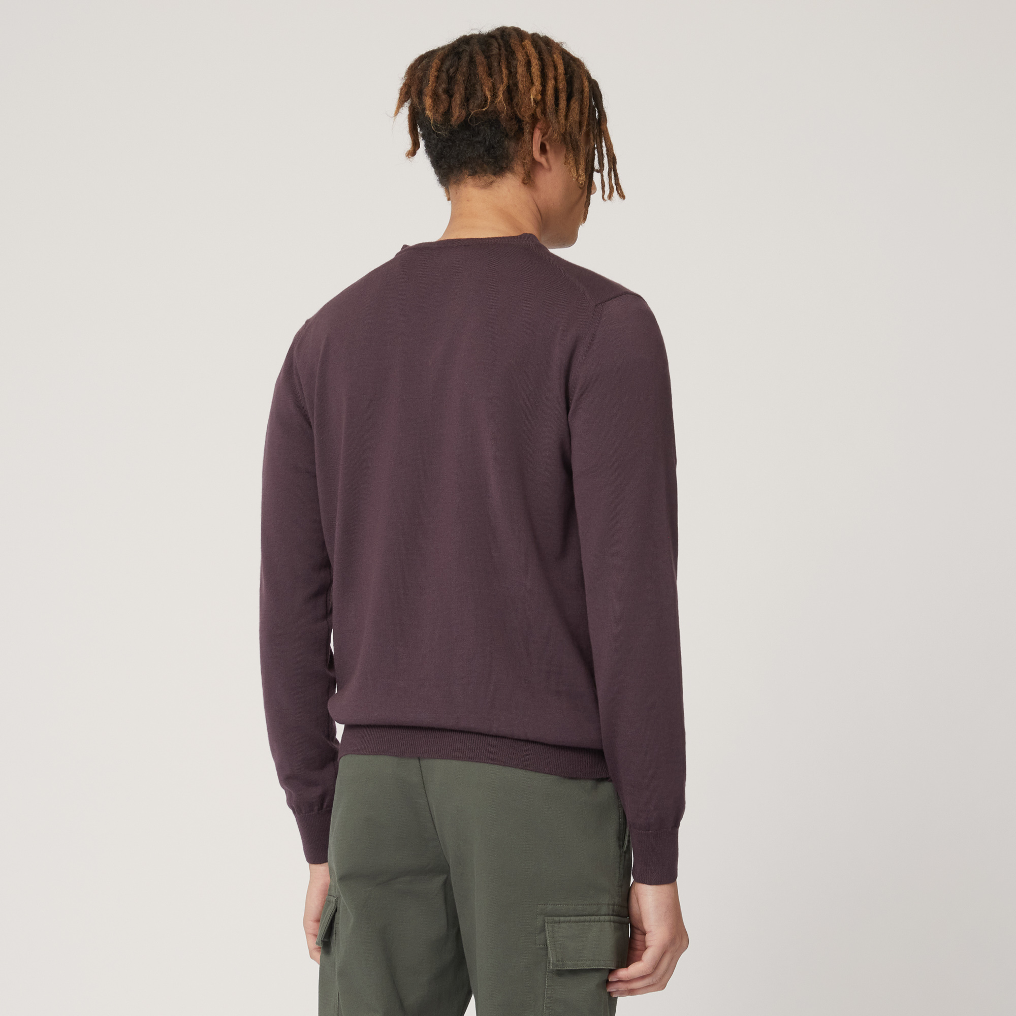 V-Neck Pullover, Plum, large image number 1