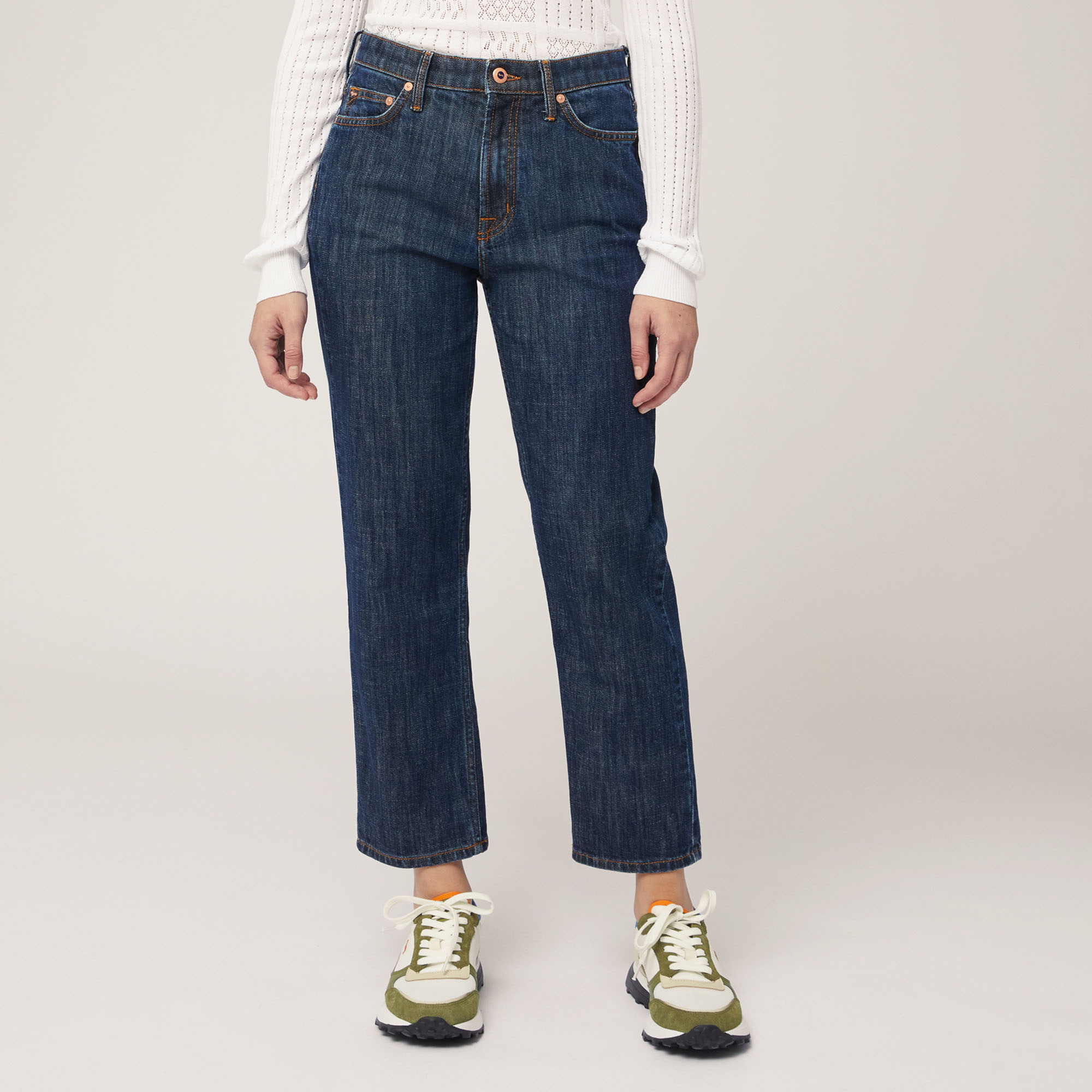 Denim Trousers with Striped Label, Blue, large image number 0
