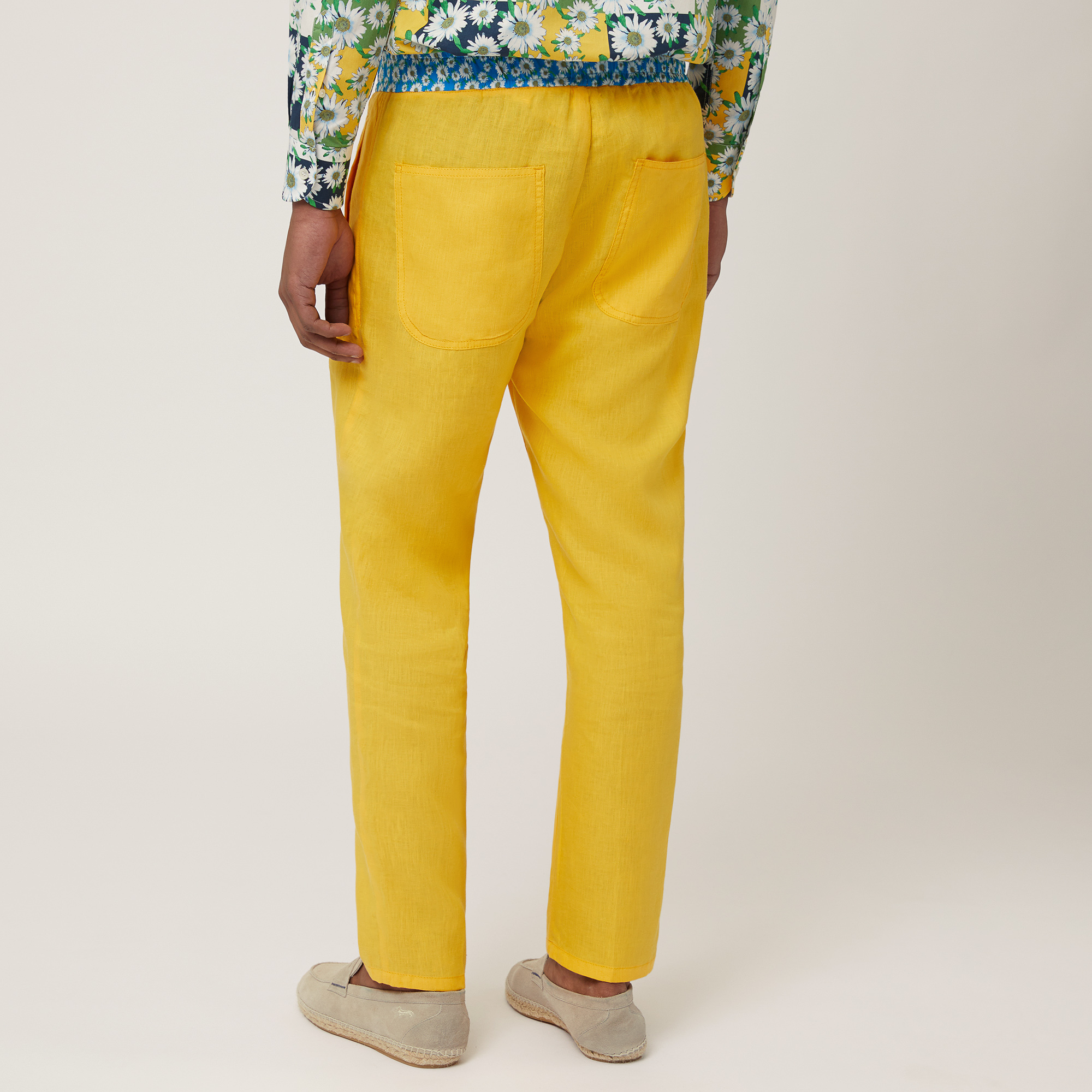 Linen Pants with Daisies, Canary Yellow, large image number 1