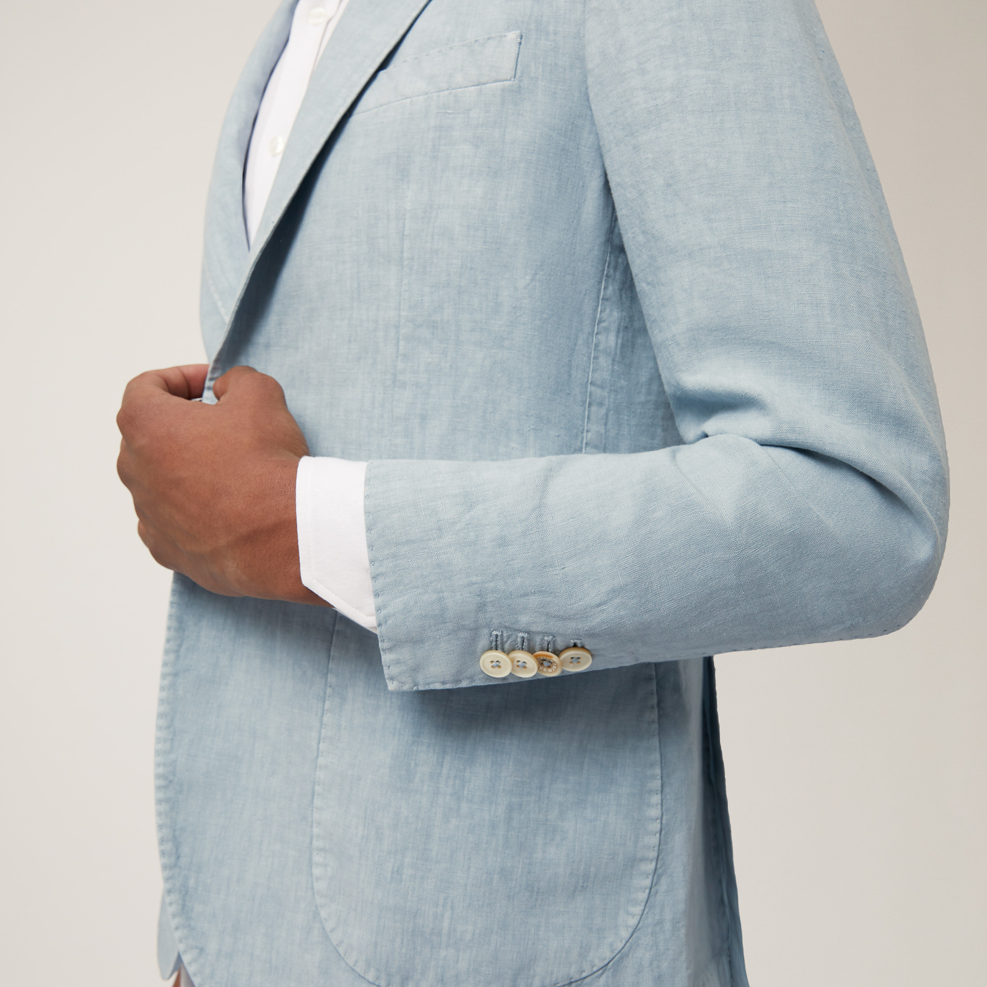 Linen Single-Breasted Jacket, Silver Grey, large image number 2